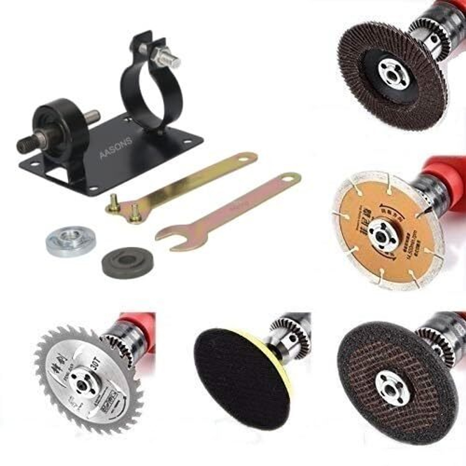 Image of AASONS Bracket Drilling Machine Base Set, Woodworking With 5 Wheels Wood Cutter