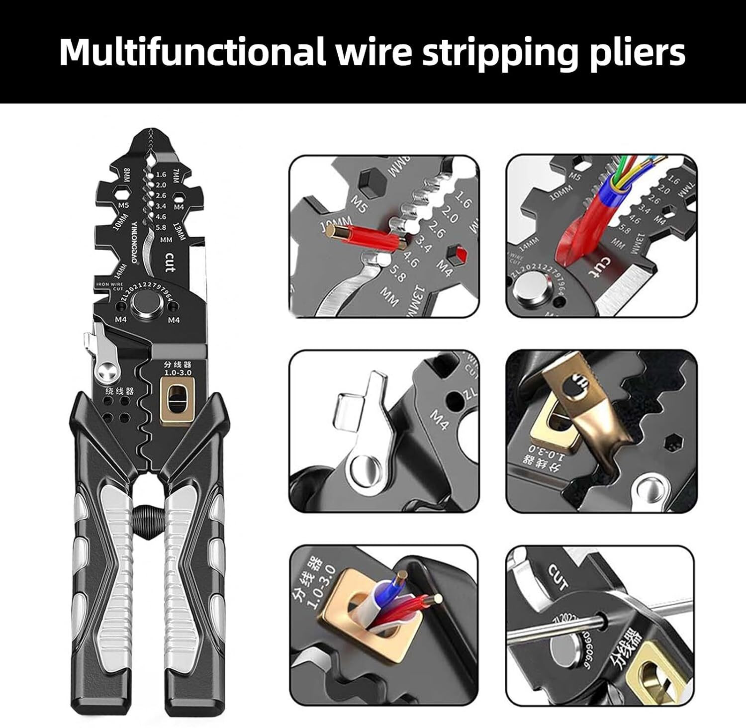 Image of OKASTA 25-in-1 Wire Cutter Stripper 25-in-1 Wire Cutter, Multifunctional Wire Cutting Tool Wire Cutter