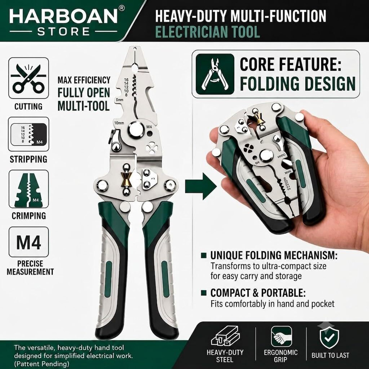 Image of Harboan 20-in-1 Wire Stripper Tool Kit with Tester Screwdriver | Multi Function Wire Wire Cutter, Wire Crimper, Cable Stripper, Wiring Tools Multi-Function Hand Tool Wire Cutter