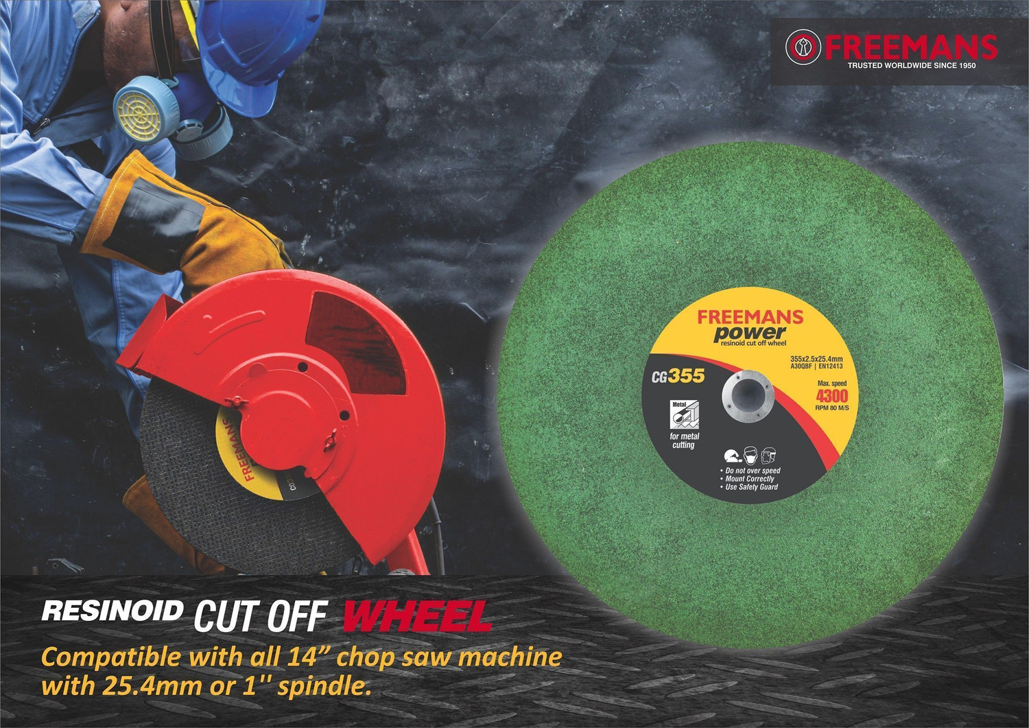 Image of FREEMANS CG355 Power Green Cut Off Wheels 14-Inch (Set of 5 Pieces) Metal Cutter