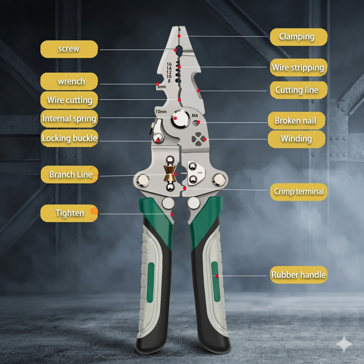 Image of Harsh Narrow Fab Wire Cutter, Wire Crimper, Cable Stripper, Wiring Tools Multi-Function Hand Tool Hand Tool Kit