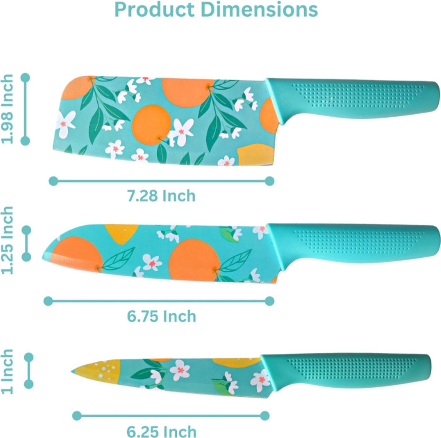 Image of Earth Chopping Board With 3 Pic Blue Knife Set Stainless Steel Wooden Cutting Board