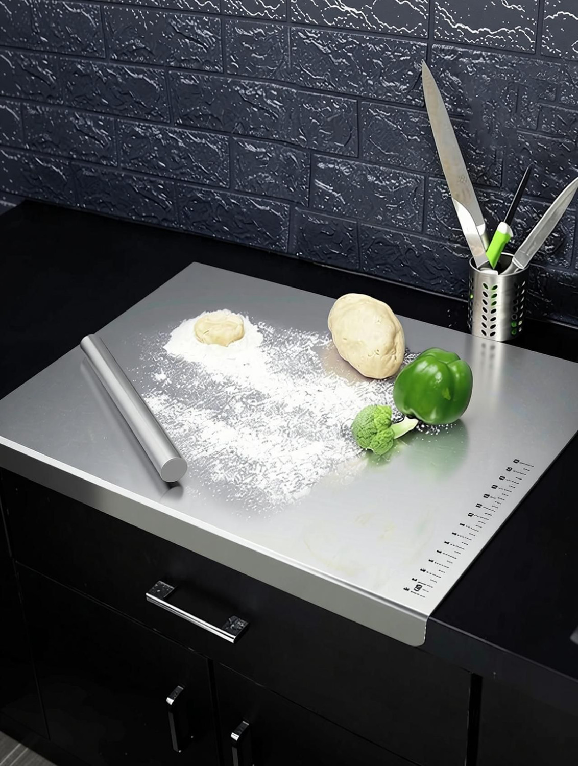 Image of DLMART 35cm x 31cm Heavy Stainless Steel Chopping Board For Kitchen Use Stainless Steel Cutting Board (Silver Pack of 1 Dishwasher Safe)