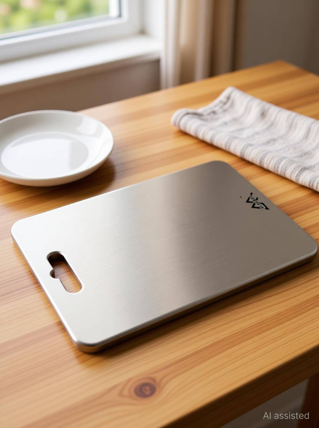BLOSMOS Stainless Steel Double Sided Chopping Cutting Board Vegetable & Fruit Cutter Stainless Steel Cutting Board