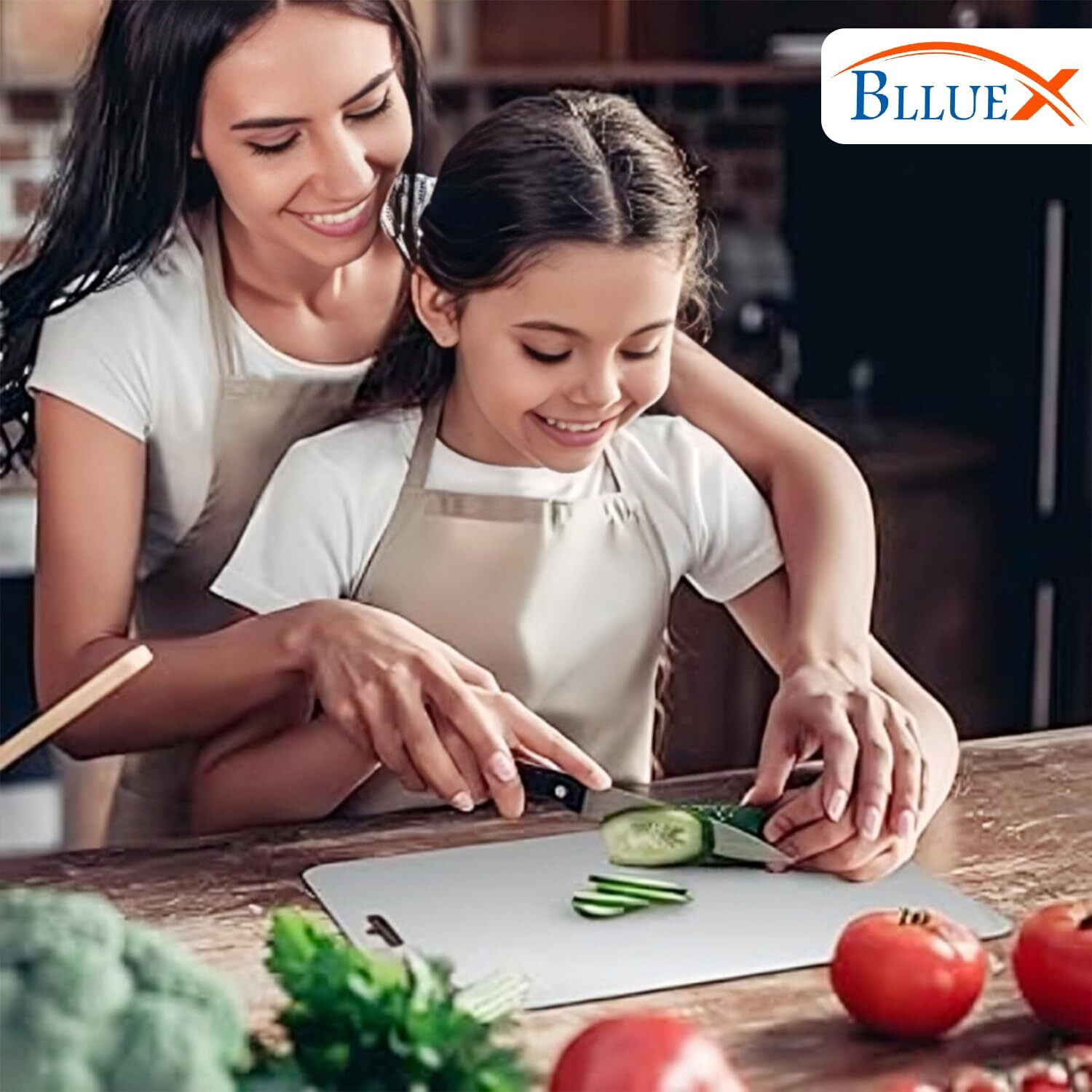 Image of BLLUEX Stainless Steel Double Sided Chopping Cutting Board Vegetable & Fruit Cutter Stainless Steel Cutting Board
