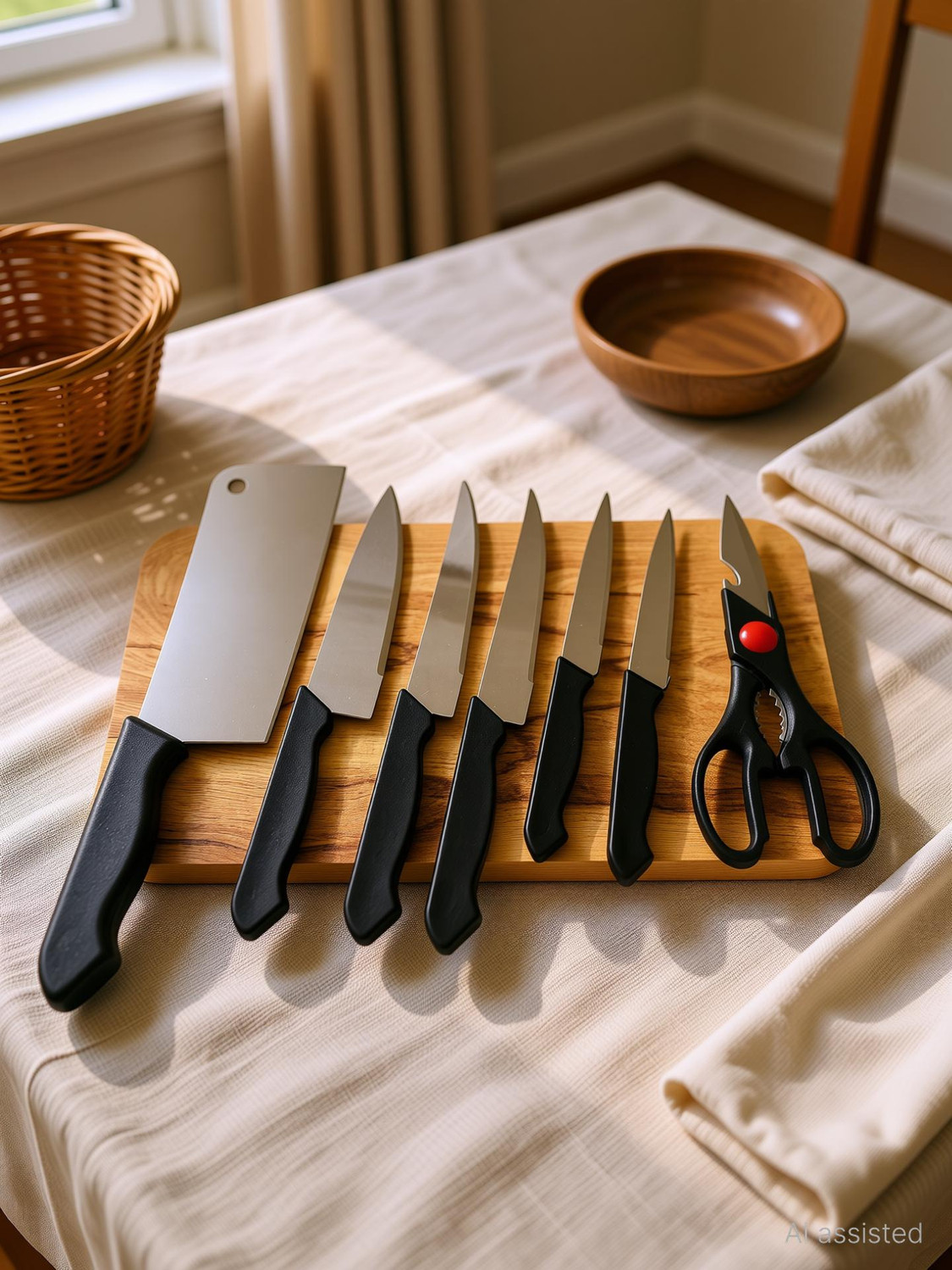 Image of Dharma Creation Wood Chopping Cutting Board for Kitchen knife set of 6 Wooden Cutting Board