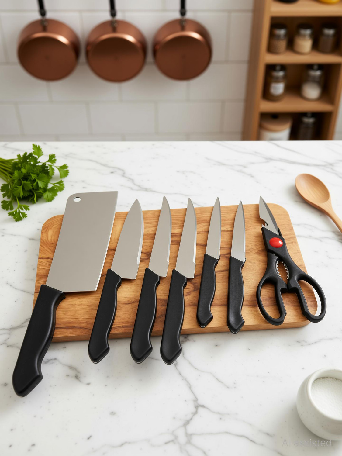 Image of Dharma Creation Wood Chopping Cutting Board for Kitchen knife set of 6 Wooden Cutting Board