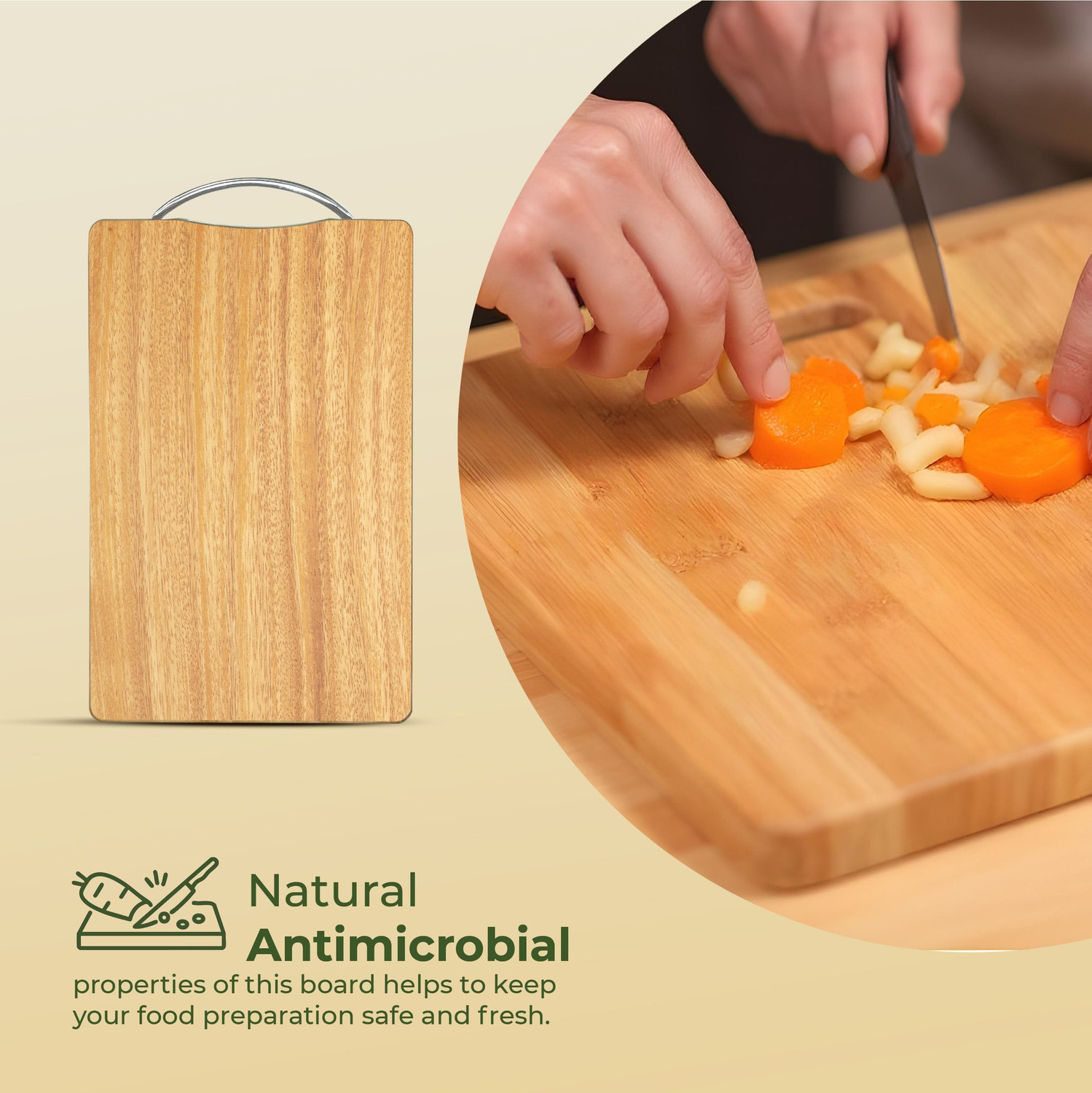 Image of IMECO Imeco Premium Anti-Slip Bamboo Chopping Board With Handle | Xtra Large (24x34cm) Bamboo Cutting Board
