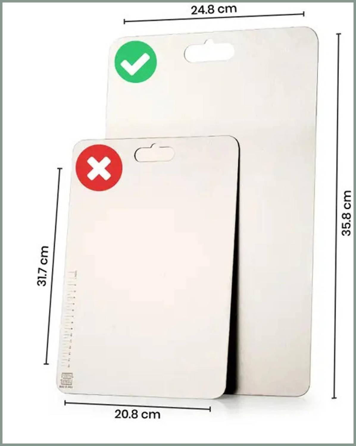 Zenzone Metal Chopping Board for Kitchen Rust Resistant for Kitchen Use 25x35 cm Stainless Steel Cutting Board — Knives & Chopping Tools