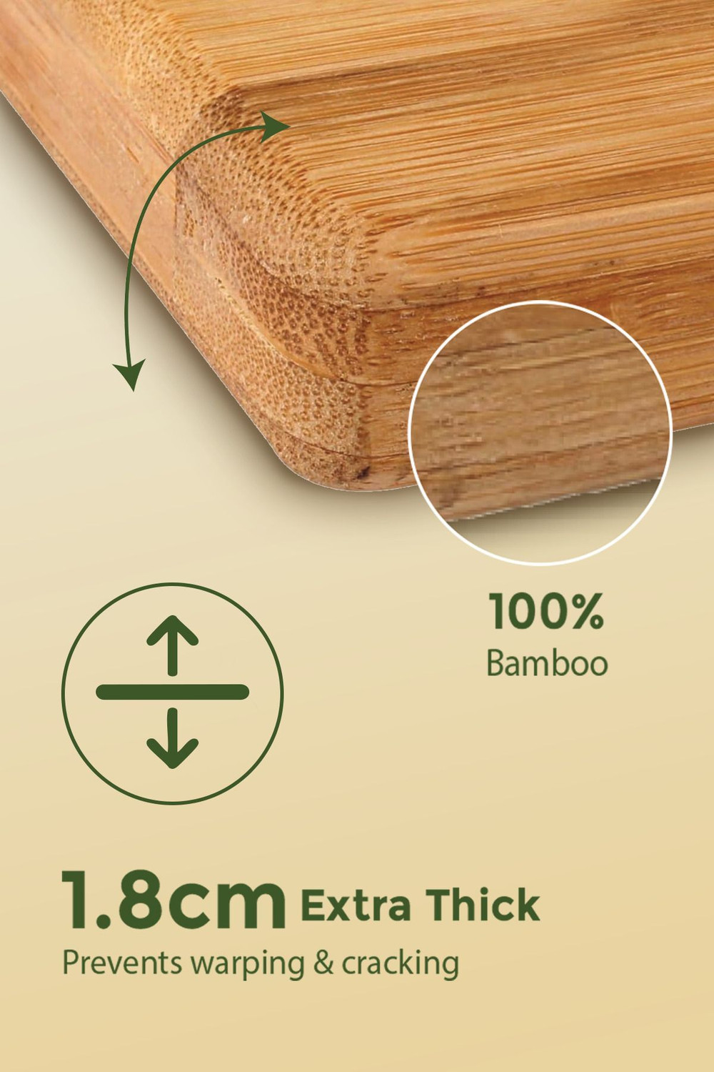 Image of IMECO Imeco Premium Anti-Slip Bamboo Chopping Board With Handle | M - Size (30x20cm) | Bamboo Cutting Board