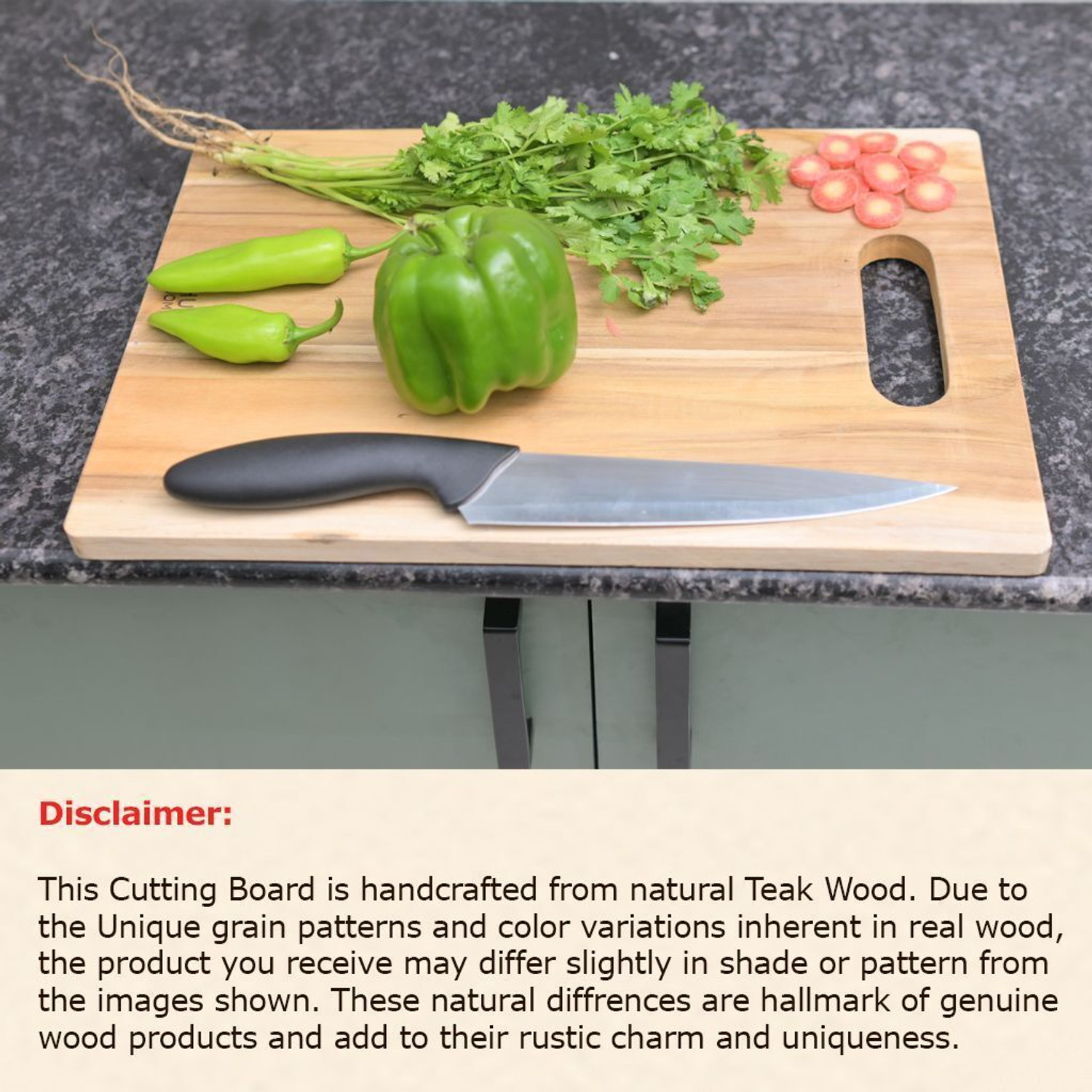 Image of SHULIN Premium Teak Wood Chopping Board For Kitchen Vegetables-Jumbo (45x32x1.5 Cm) Wooden Cutting Board