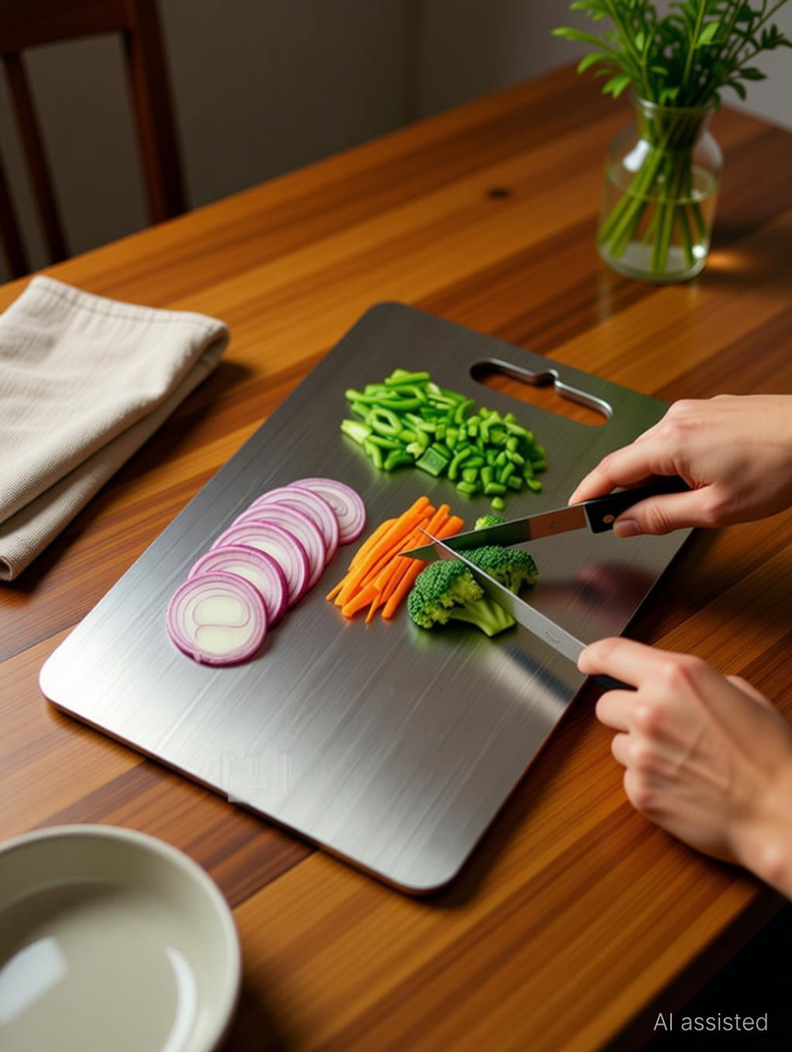 Image of MAK BROTHERS Stainless Steel Kitchen,Choping Board Vegetable,vegitable Chopper 31x21 CM Stainless Steel Cutting Board