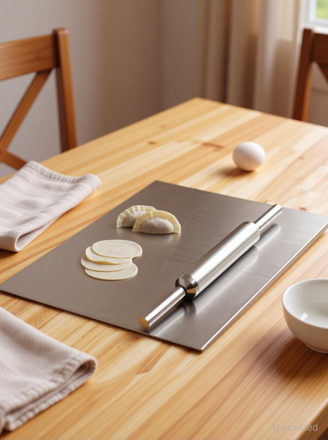 Image of Grenee Chopping pade with Rolling Pin For Daily Kitchen Use Stainless Steel Cutting Board