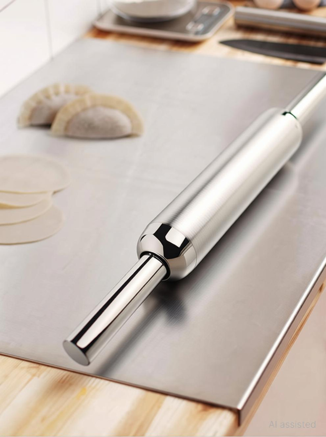 Image of Grenee Chopping pade with Rolling Pin For Daily Kitchen Use Stainless Steel Cutting Board