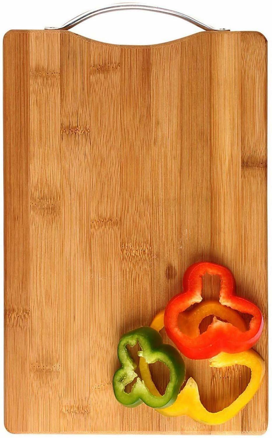 Abicon Wooden Bamboo Kitchen Chopping Cutting Slicing Board with Holder for Fruits Vegetables Meat Bamboo Cutting Board (Brown Pack of 1) Bamboo Cutting Board