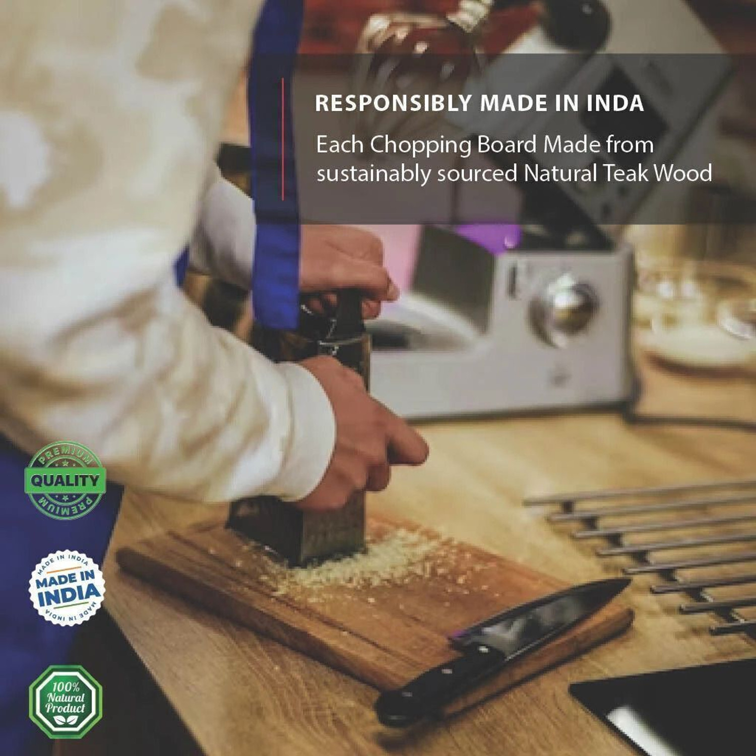 Image of SHULIN Premium Teak Wood Chopping Board For Kitchen Vegetables-Jumbo (45x32x1.5 Cm) Wooden Cutting Board