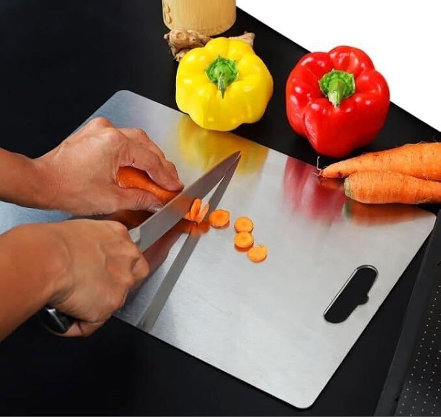 Image of anjil 35cmx25cm Stainless steel Chopping for Kitchen Fruit Cutter,Steel Cutting Board Stainless Steel Cutting Board