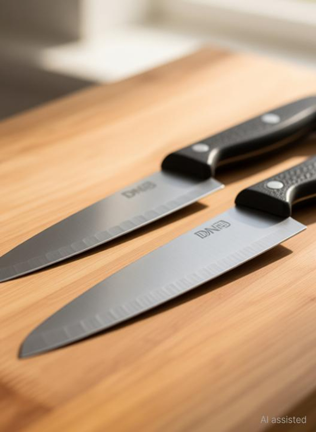 Image of DNJ Wooden Chopping Cutting Board with Stainless Steel Kitchen Knife set and scissor Wooden, Stainless Steel Cutting Board
