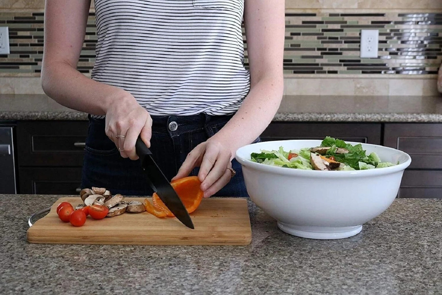 Image of NTR Bamboo Chopping Board Wooden Cutting Board with Metal Handle Wooden Cutting Board