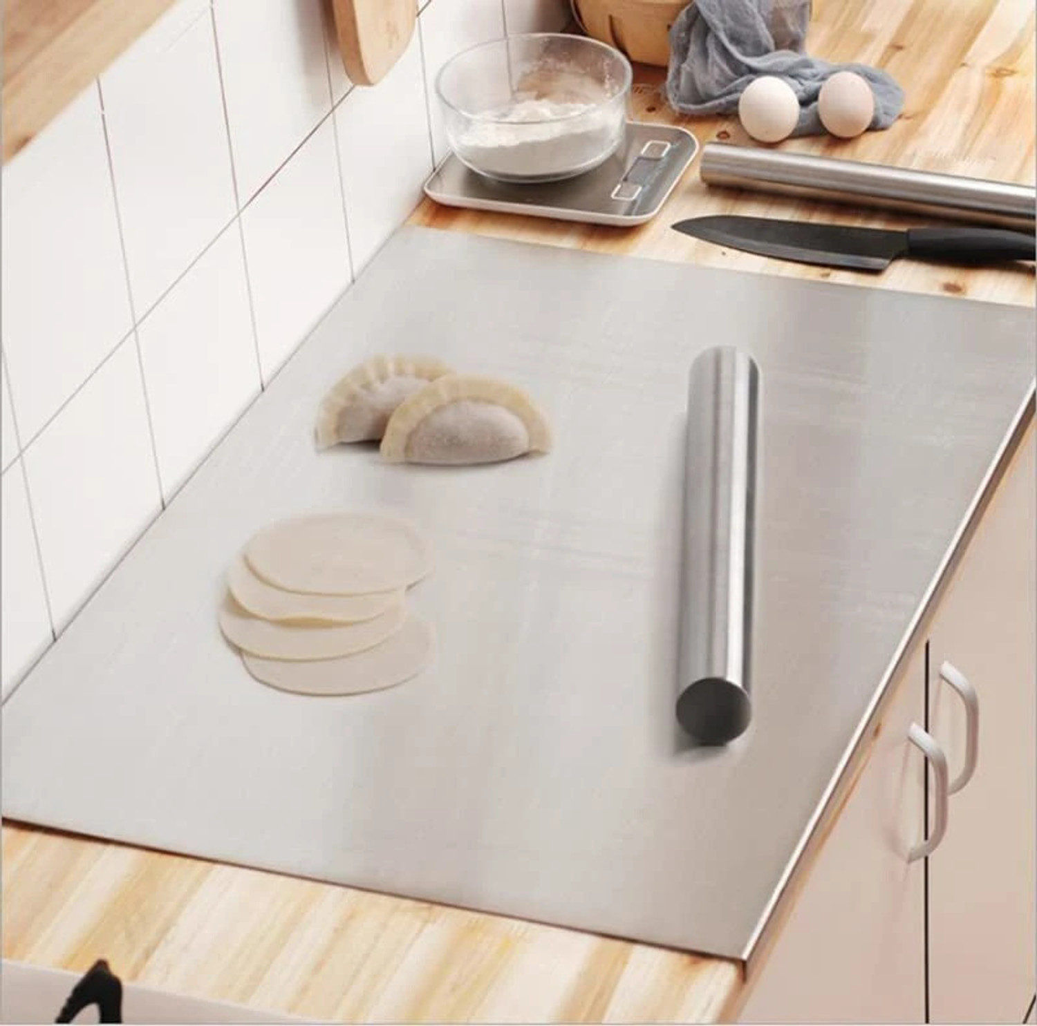 Image of MAK BROTHERS Stainless steel Chopping for Kitchen Fruit Cutter, Stainless Steel Cutting Board Stainless Steel Cutting Board