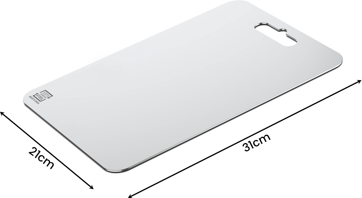 Image of METSTIK Small Stainless Steel Chopping Cutting Pad With Rolling Pin For Kitchen 21X31 Cm Stainless Steel Cutting Board