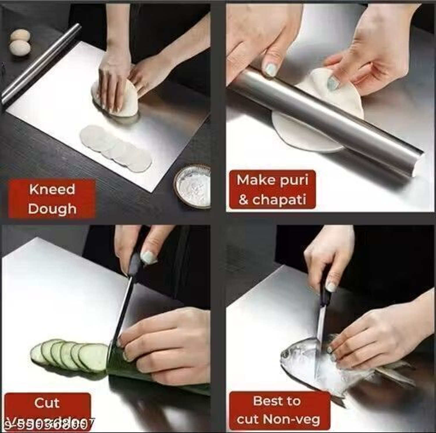 Image of anjil 35cm x 31cm Heavy Stainless Steel Chopping Board For Kitchen Use Stainless Steel Cutting Board