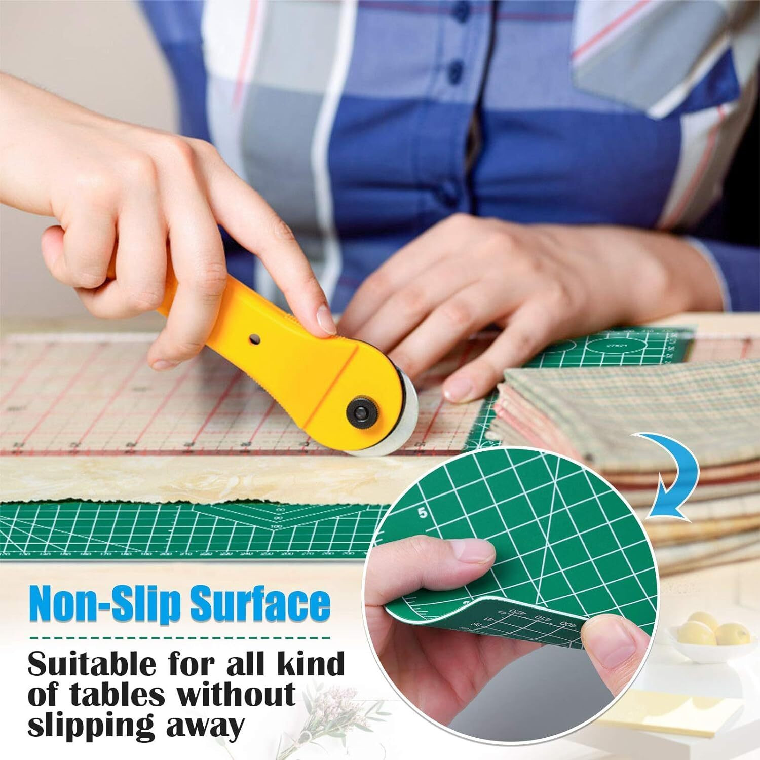 Image of Morn Sun A3 Size Self Healing 5 Layer Reversible Cutting Mat with Marked Pattern and Grid Silicone Cutting Mat