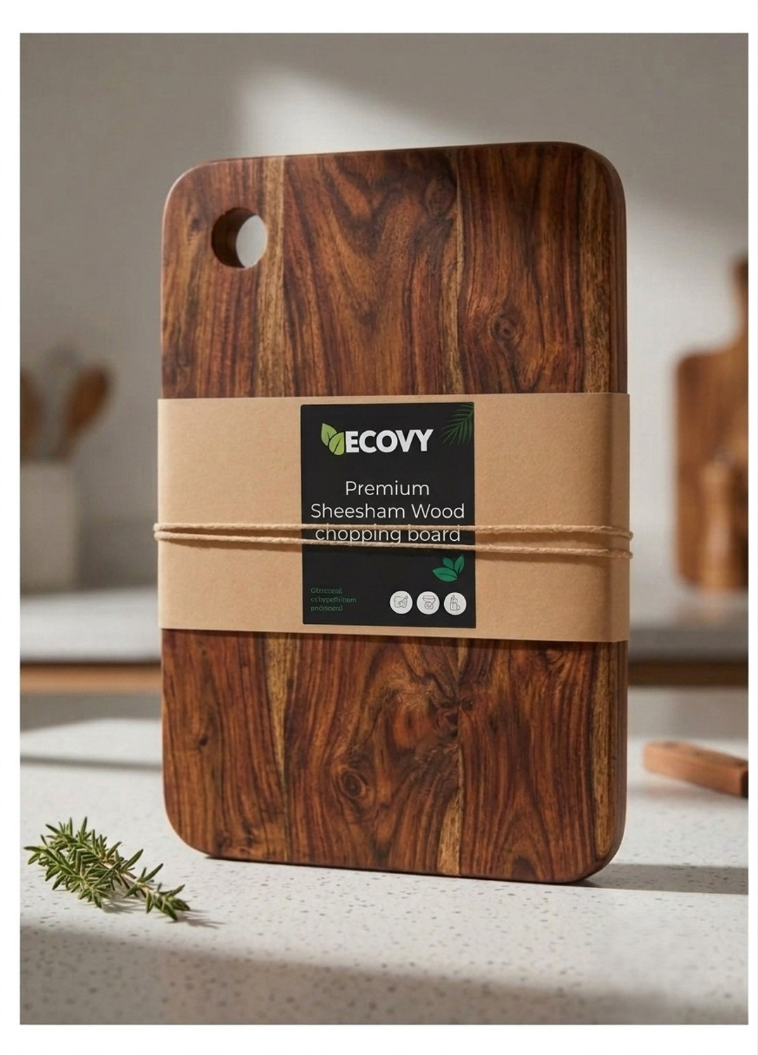 Image of ECOVY SHEESHAM Wood Thick Chopping Board(12x8x1inch) For Fruits & Vegetable & Meat Wooden Cutting Board
