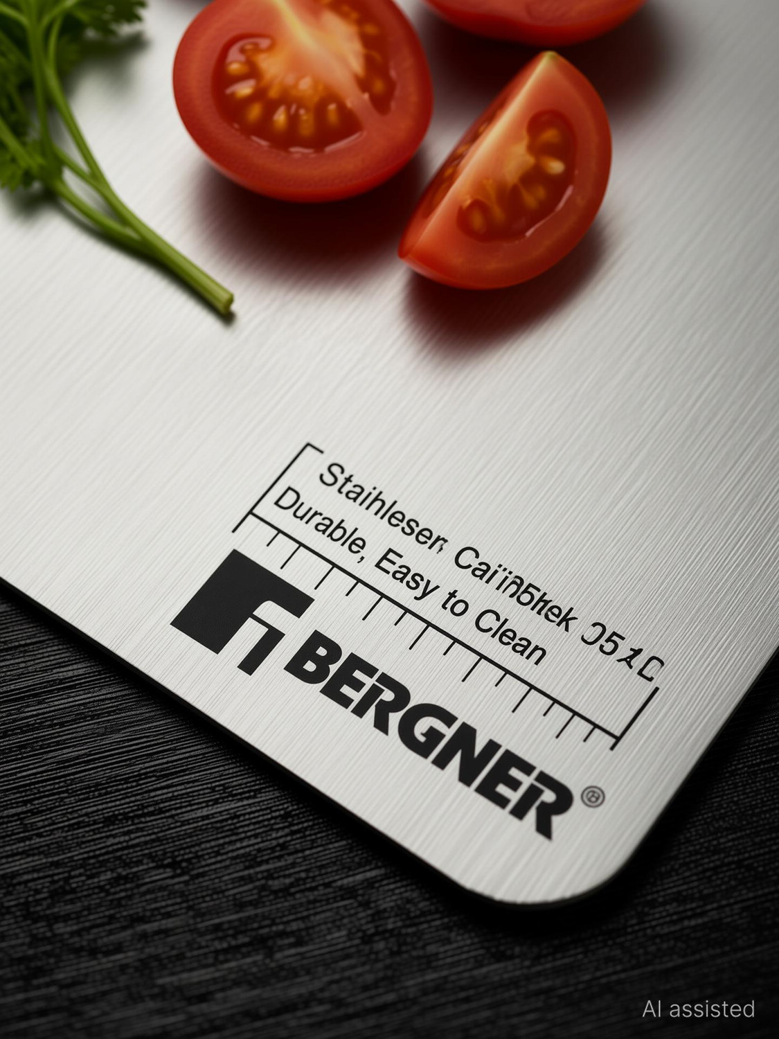 Image of BERGNER Stainless Steel Chopping Board for Kitchen 25x36cm, Durable, Easy to Clean, Stainless Steel Cutting Board