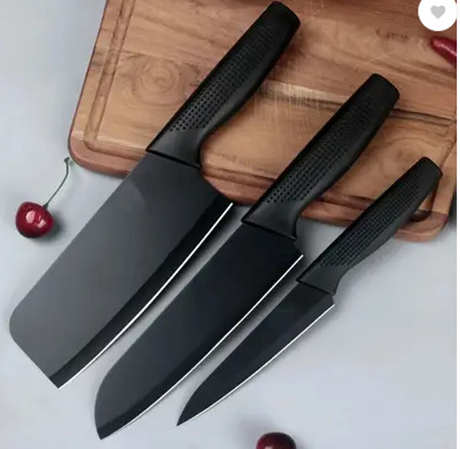 Image of Patel 3 Pc Stainless Steel Knife Set High Carbon SS Ultra Sharp Butcher, Meat, Pairing, Vegetable Knife for Kitchen