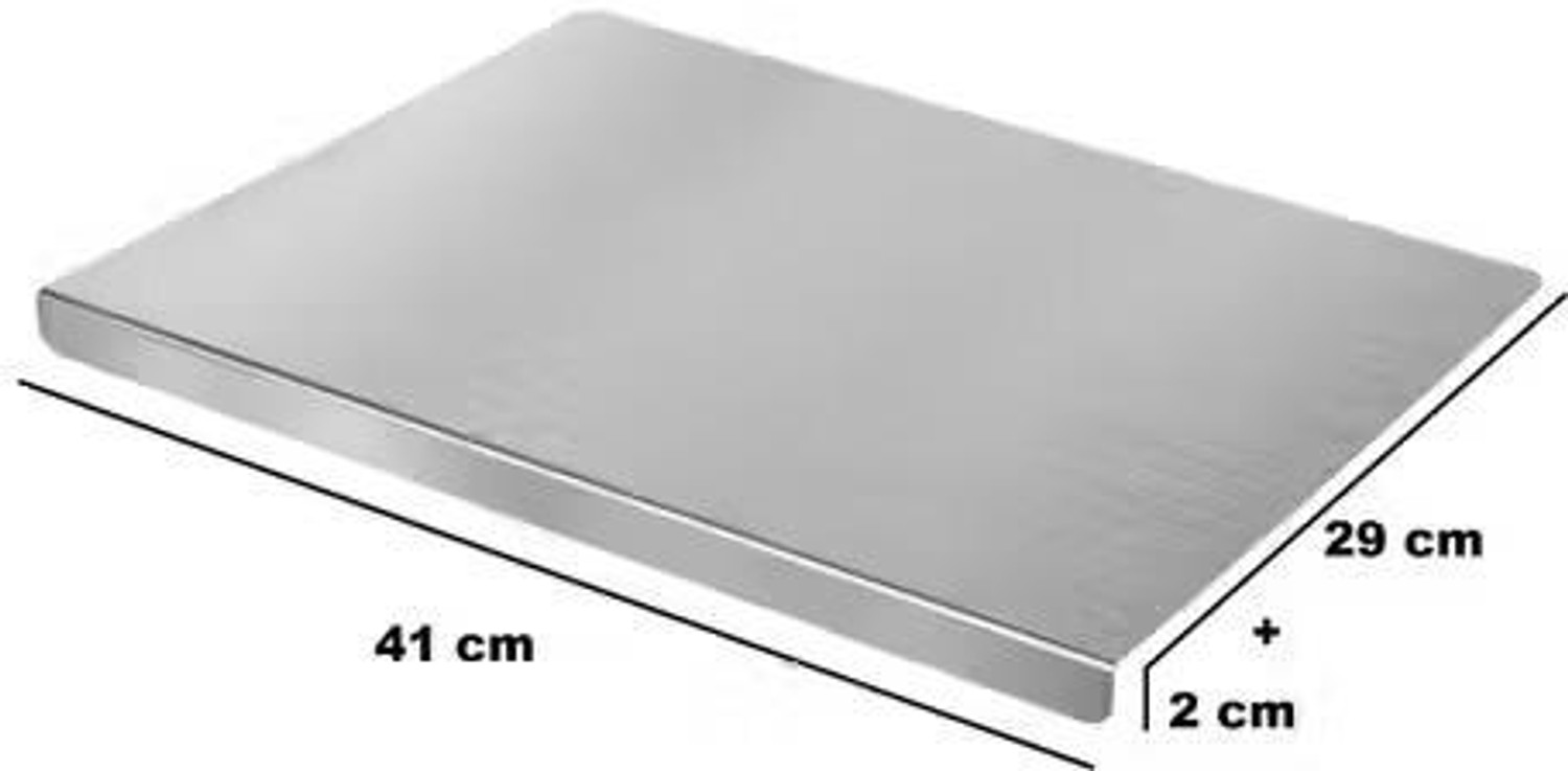 Image of Henny Steel Chopping Board with Lip for Kitchen | Free Rollin Pin 42 x 32 cm Rolling Pin & Board