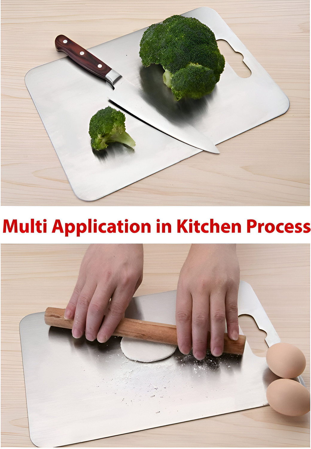 Image of MAK BROTHERS Stainless steel Chopping for Kitchen Fruit Cutter, Stainless Steel Cutting Board Stainless Steel Cutting Board