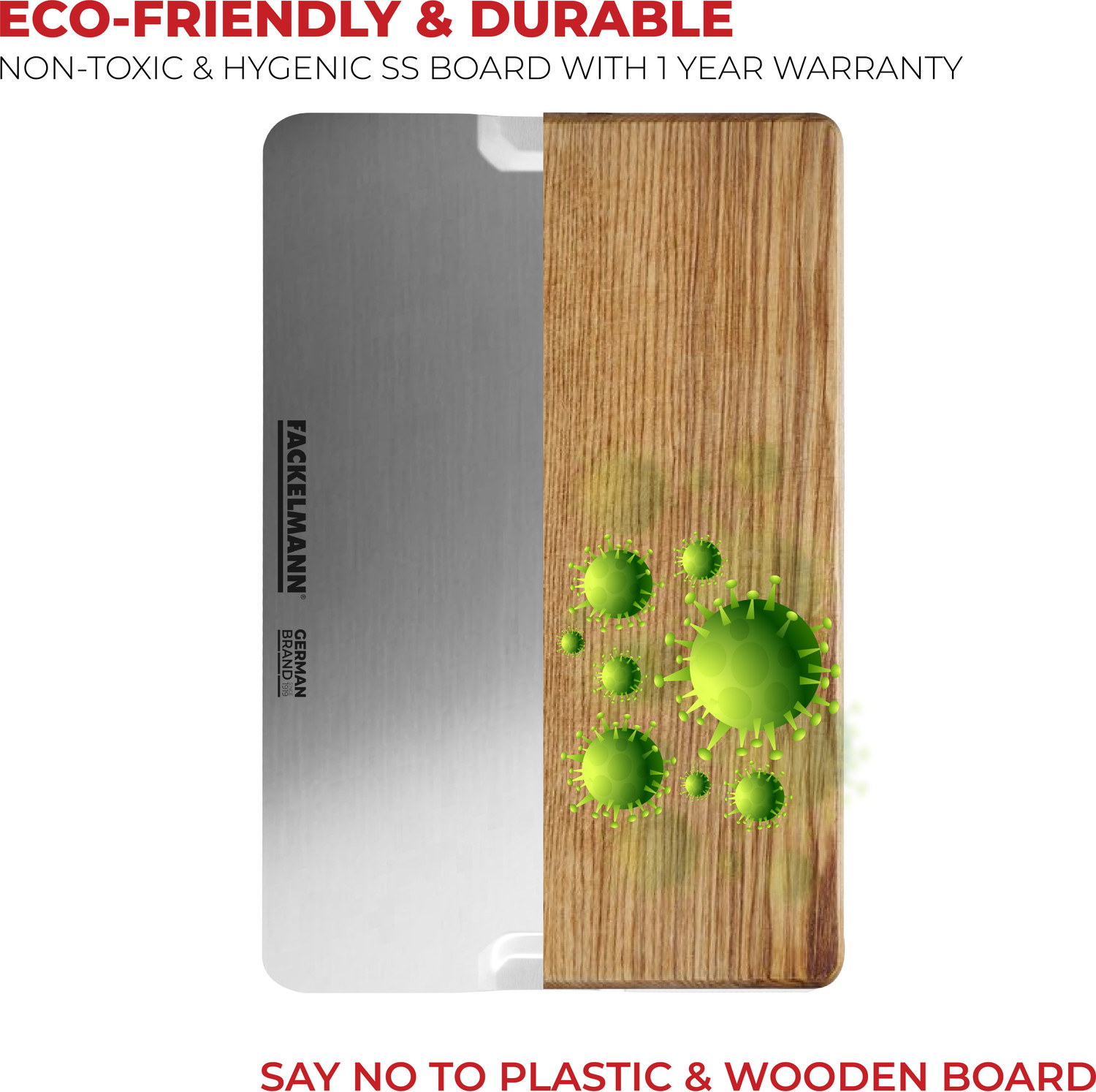 Image of fackelmann Stainless Steel In-Built Measuring Scale Chopping Board Large Size 35cm Stainless Steel Cutting Board