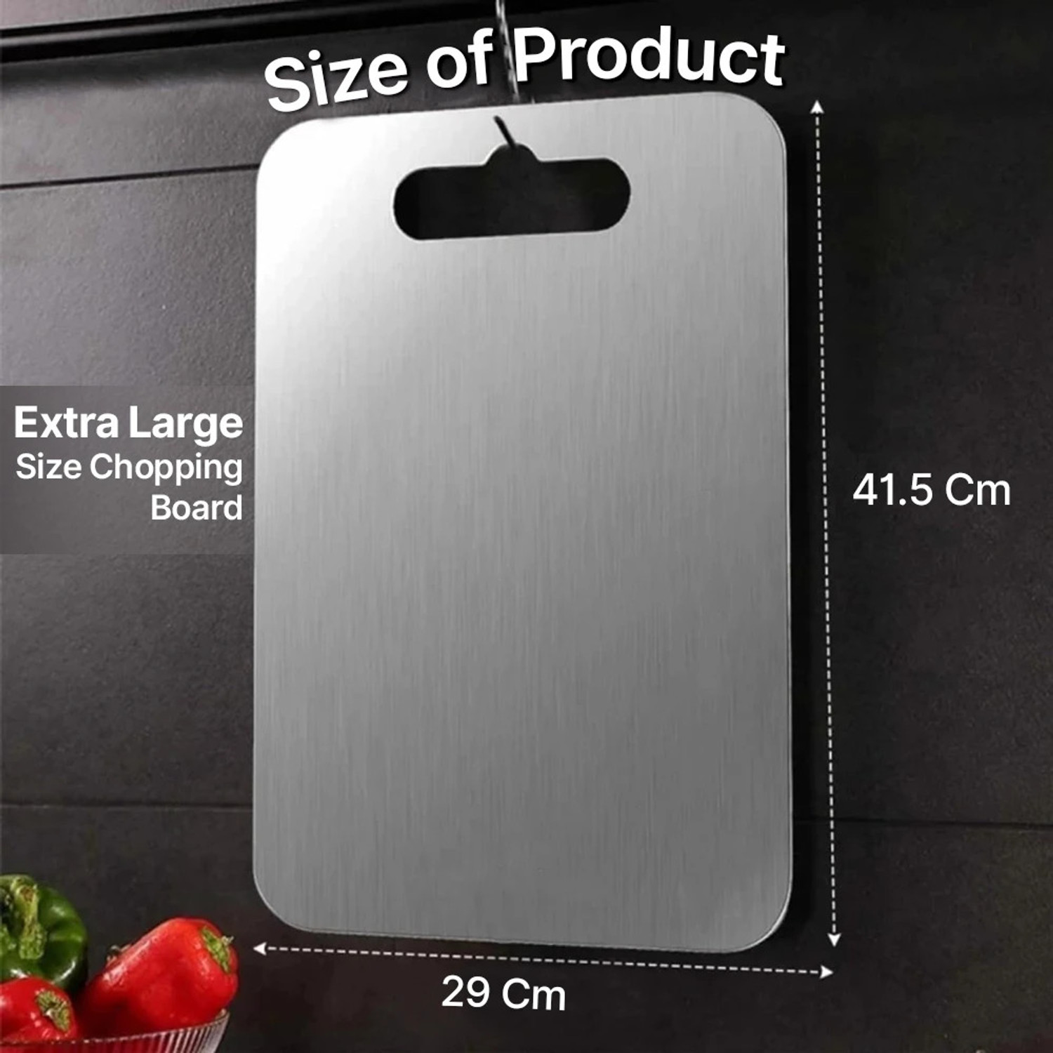 Image of BLLUEX Stainless Steel Double Sided Chopping Cutting Board Vegetable & Fruit Cutter Stainless Steel Cutting Board