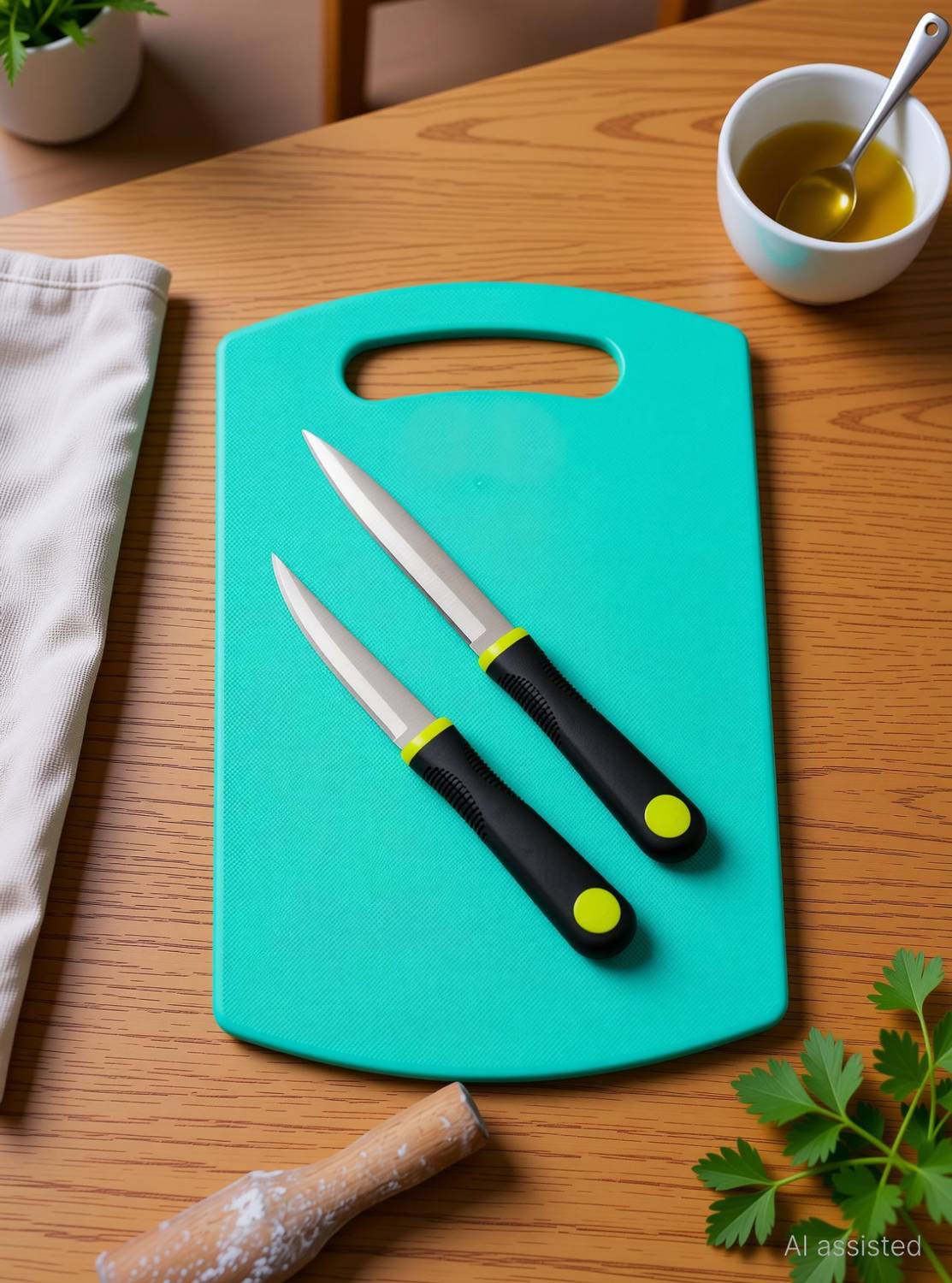 OMORTEX Chopping Board and Two Sharp Kitchen Knife Combo Plastic Cutting Board — Knives & Chopping Tools