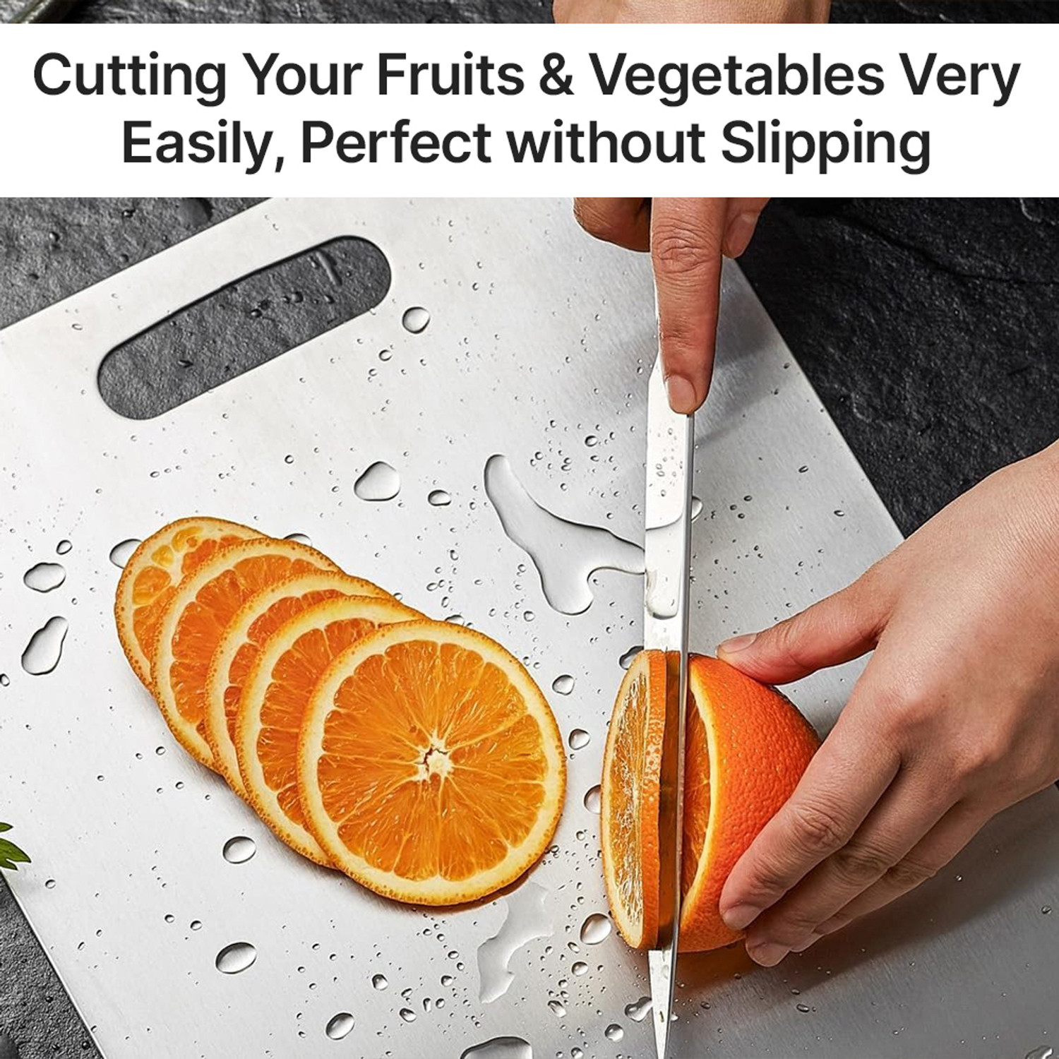 Image of BLLUEX Stainless Steel Double Sided Chopping Cutting Board Vegetable & Fruit Cutter Stainless Steel Cutting Board