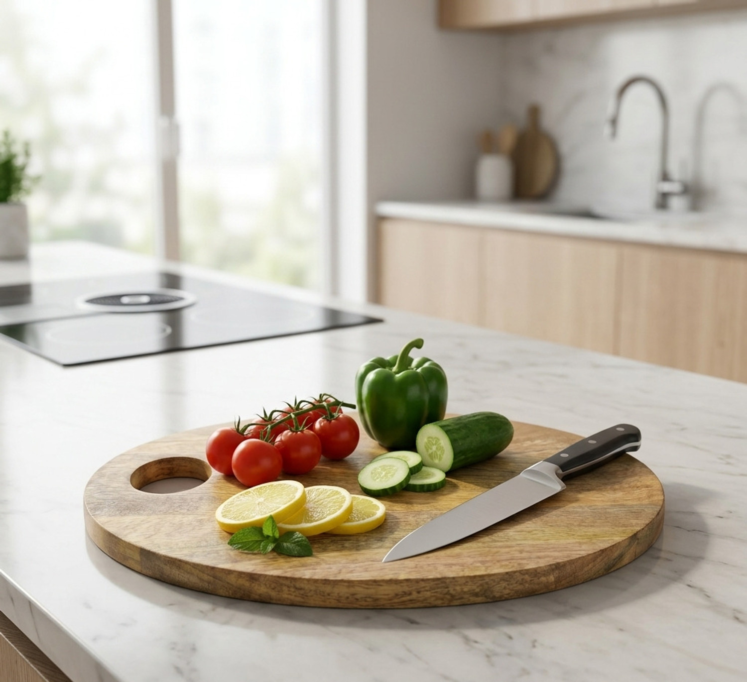 Image of BASKBY Mango wood oval chopping board for cutting /slicing /chopping vegetables & fruits Wooden Cutting Board