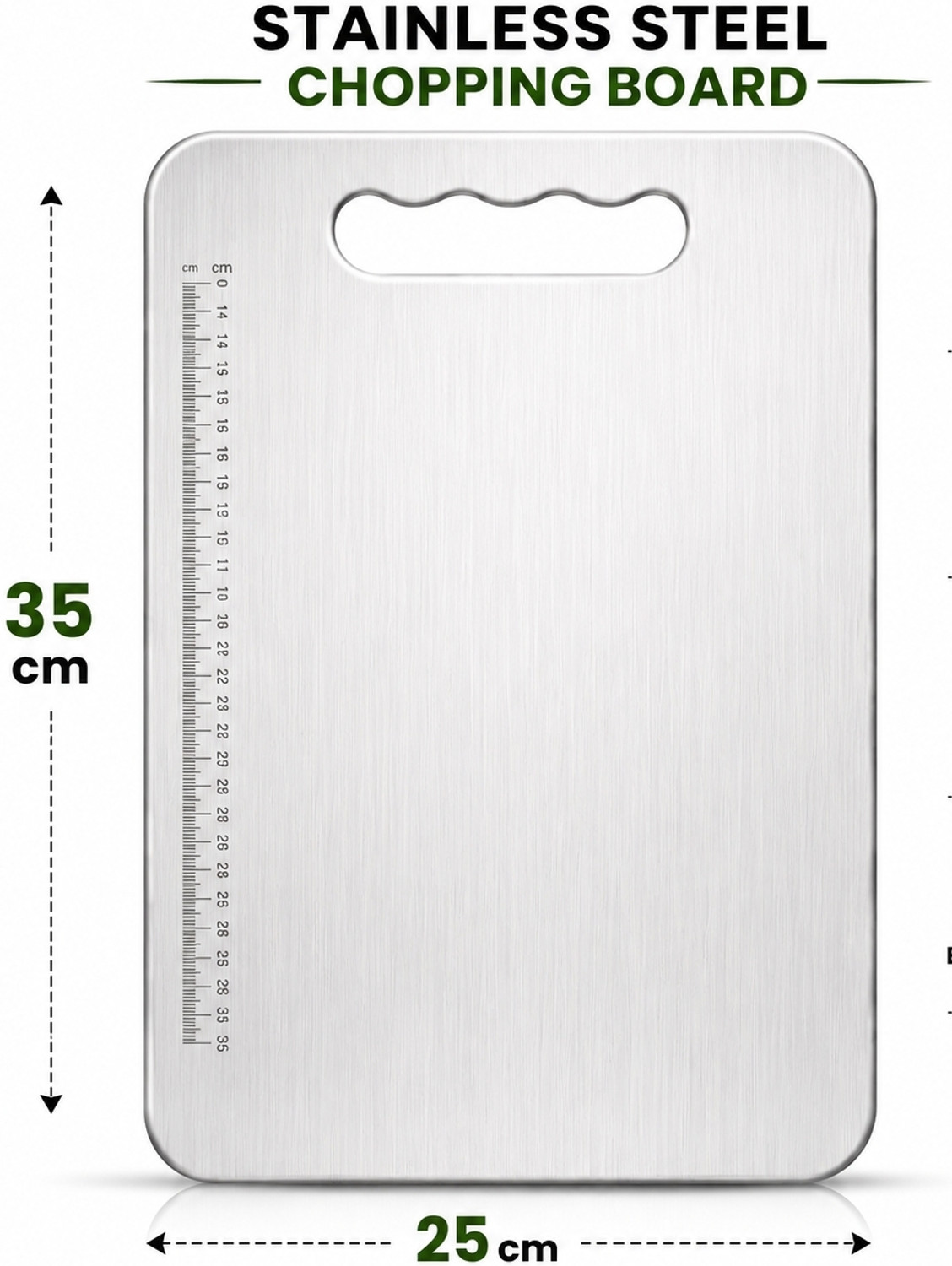 Image of RESTOKART Steel Cutting Board(35x25)CM|Vegetable Cutter Board|Steel Chopping Board|Kitchen Stainless Steel Cutting Board