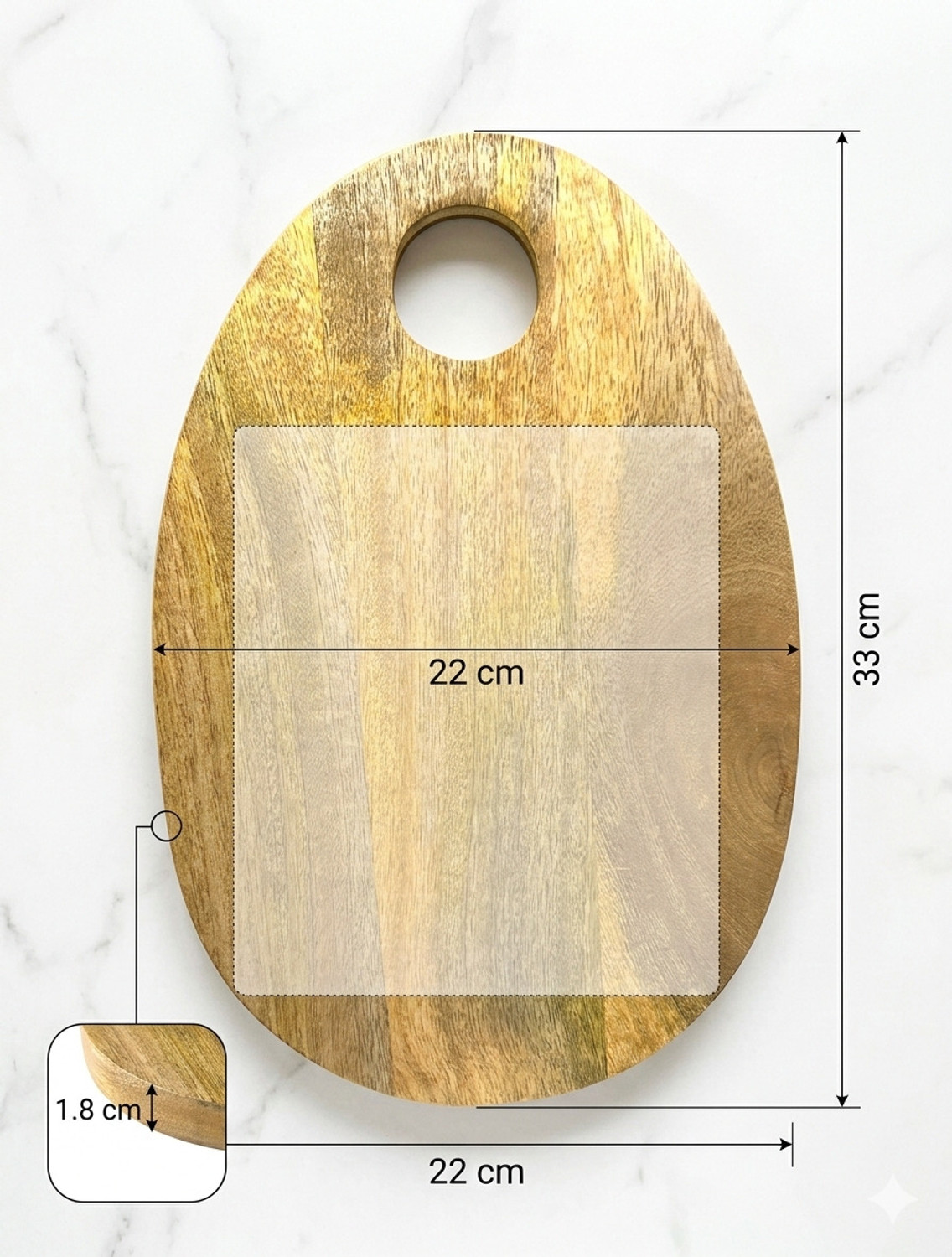 Image of BASKBY Mango wood oval chopping board for cutting /slicing /chopping vegetables & fruits Wooden Cutting Board