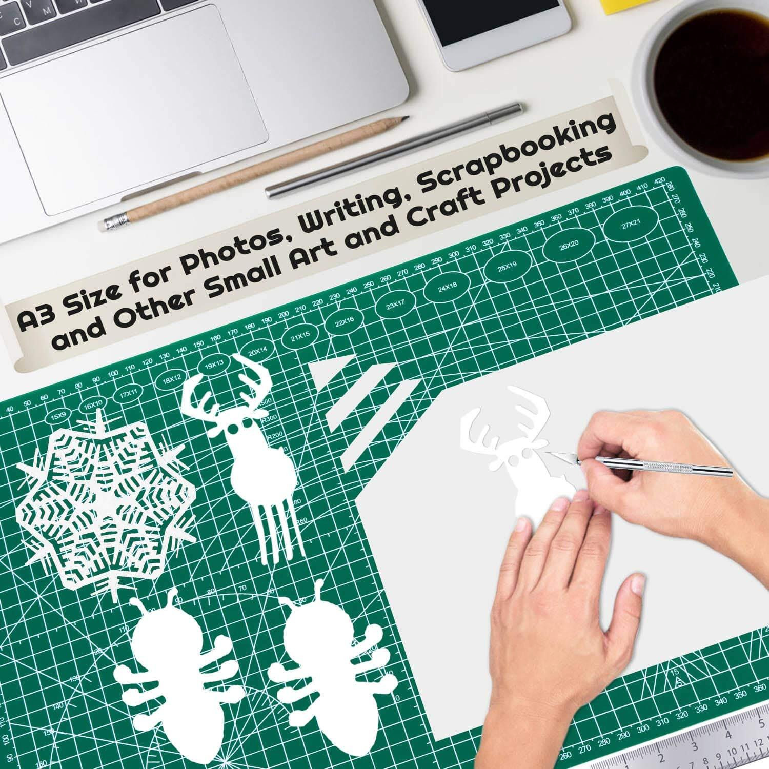 Image of ART RANGER A3 Size Self Healing Cutting Mat Double Sided, Hobby Mat,Polyvinyl Chloride Cutting Mat
