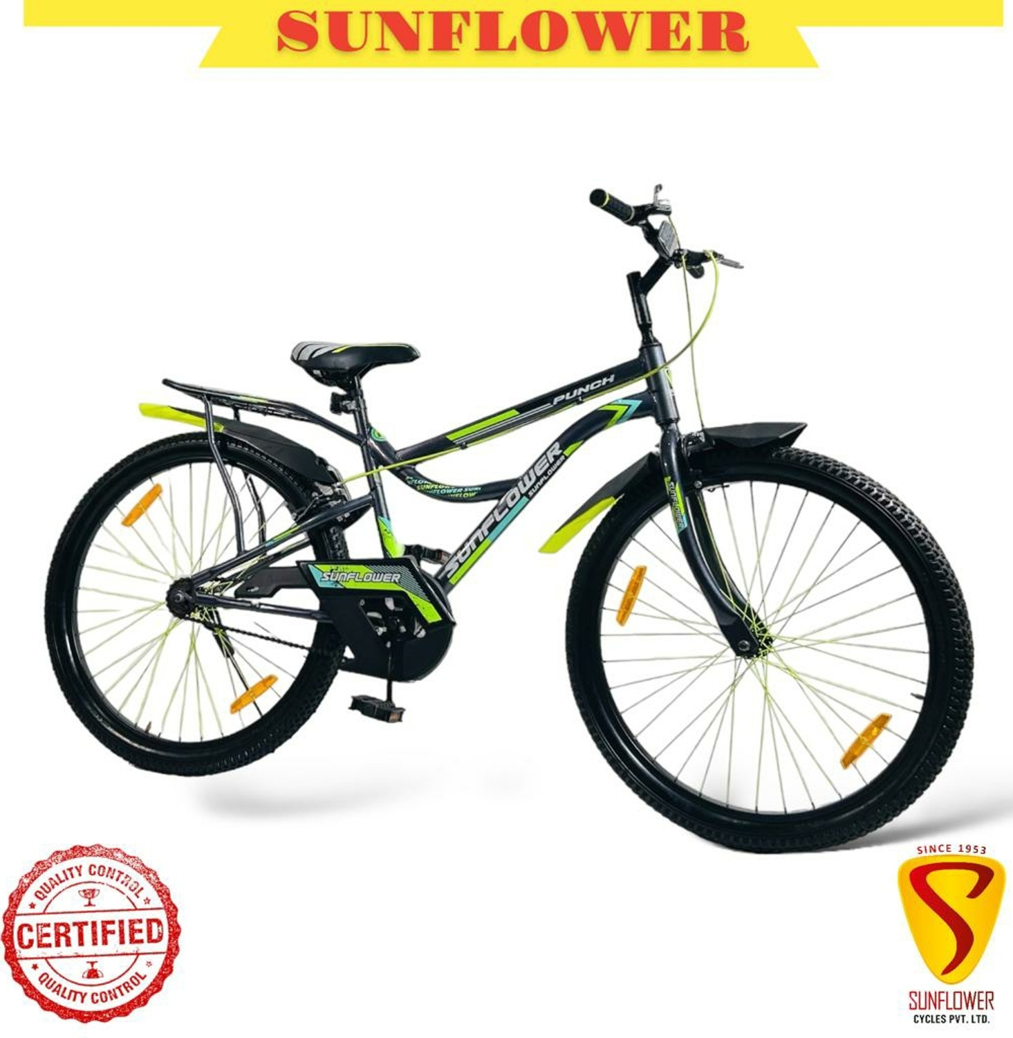 Image of Sunflower Punch 26T with IN-Built Carrier with MTB Cycle for Boys & Girls- 26 T (inch) Mountain Cycle