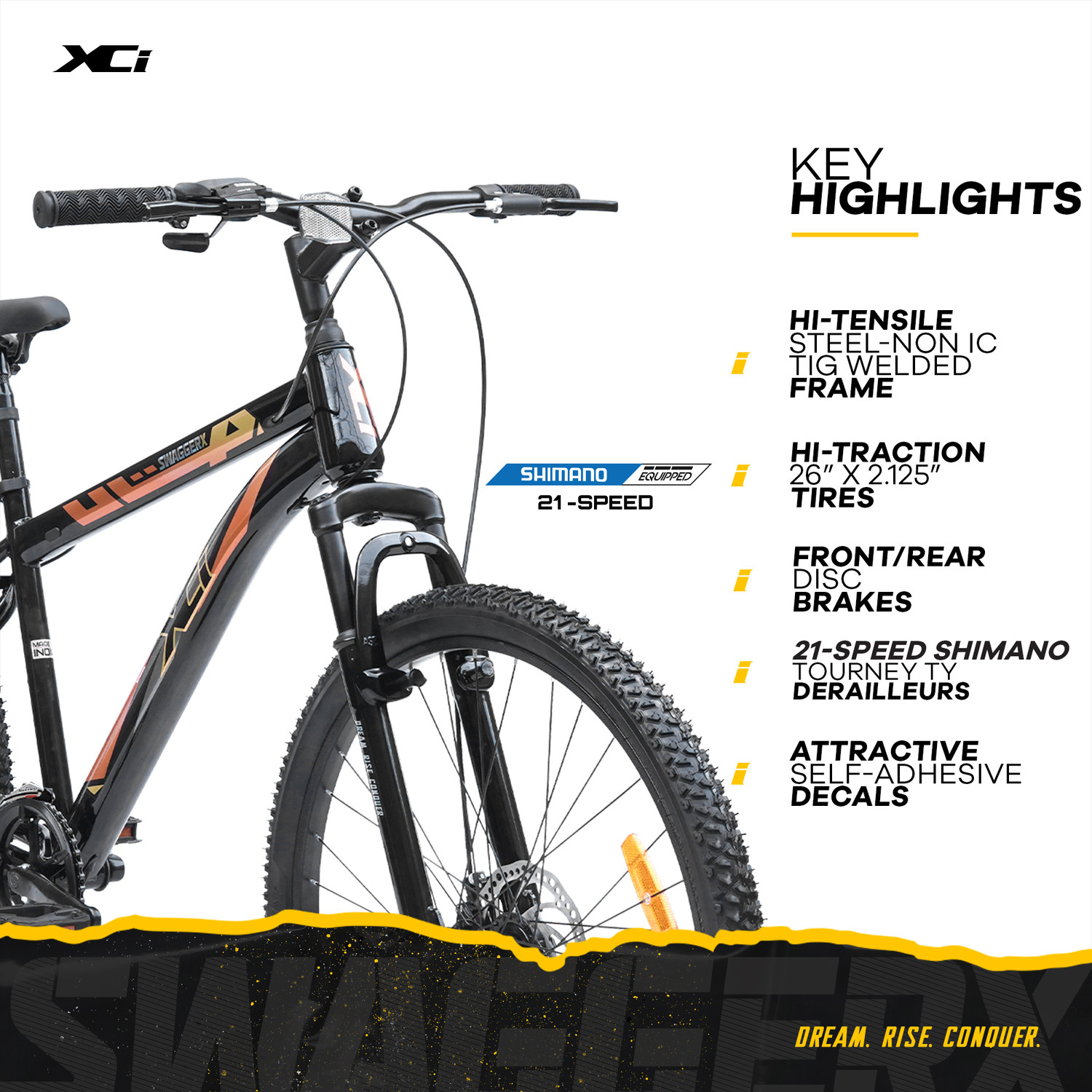 Image of XCi SwaggerX 2.0 Shimano Geared for Men TUF SHOX Suspension 26 T (inch) Mountain Cycle