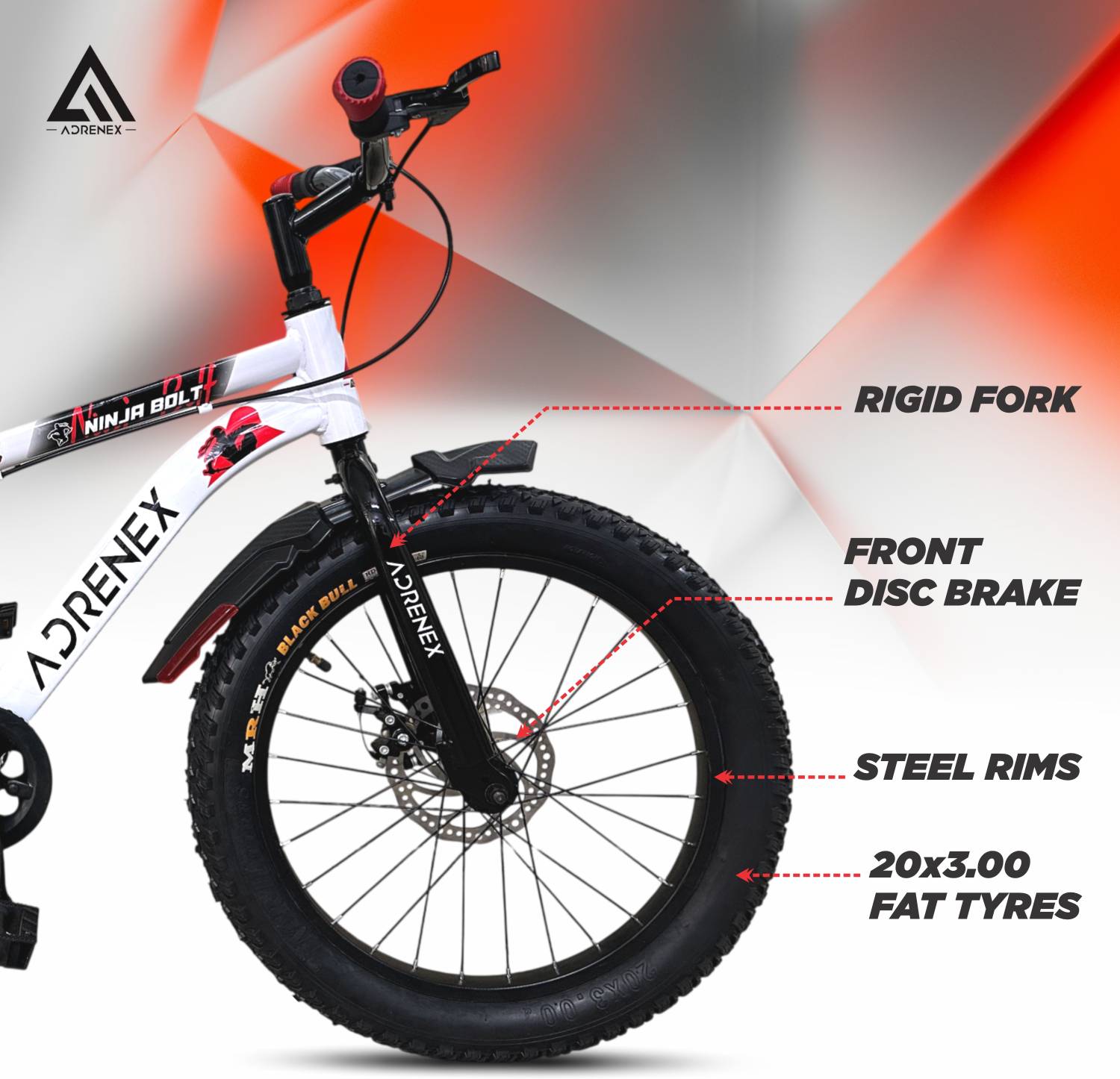 Adrenex Ninja Bolt 20T | 20x3.00 | Disc Brakes 20 T (inch) BMX