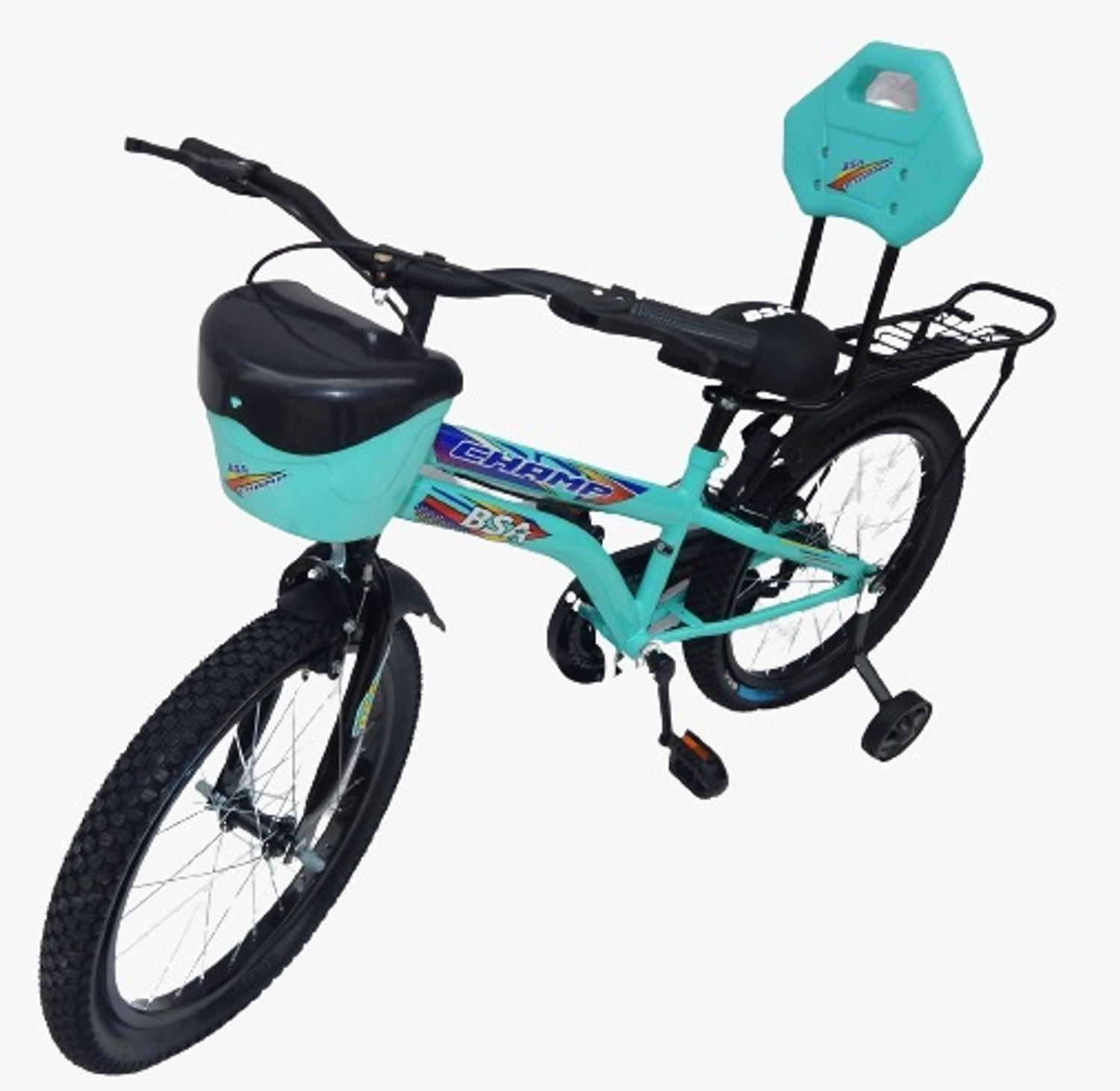 Image of BSA Premium Champ Kids Ranger Bike Carrier Training Wheel Basket 95%Assembled Cycle 20 T (inch) BMX Cycle