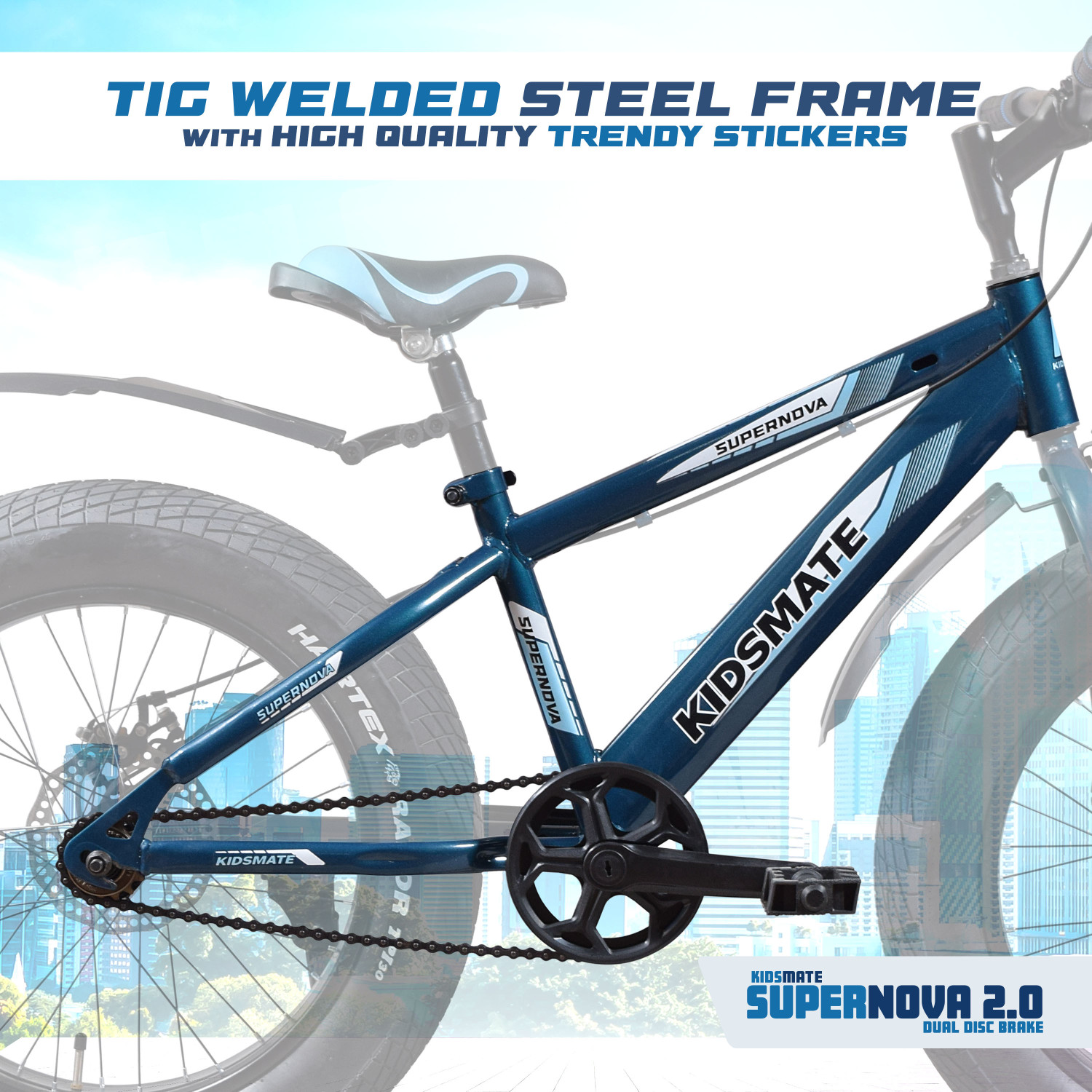Image of Kidsmate Supernova 2.0 (20x4.00) Fat Tire Cycle for Kids with Dual Disc Brake, Rigid Fork 20 T (inch) Road Cycle