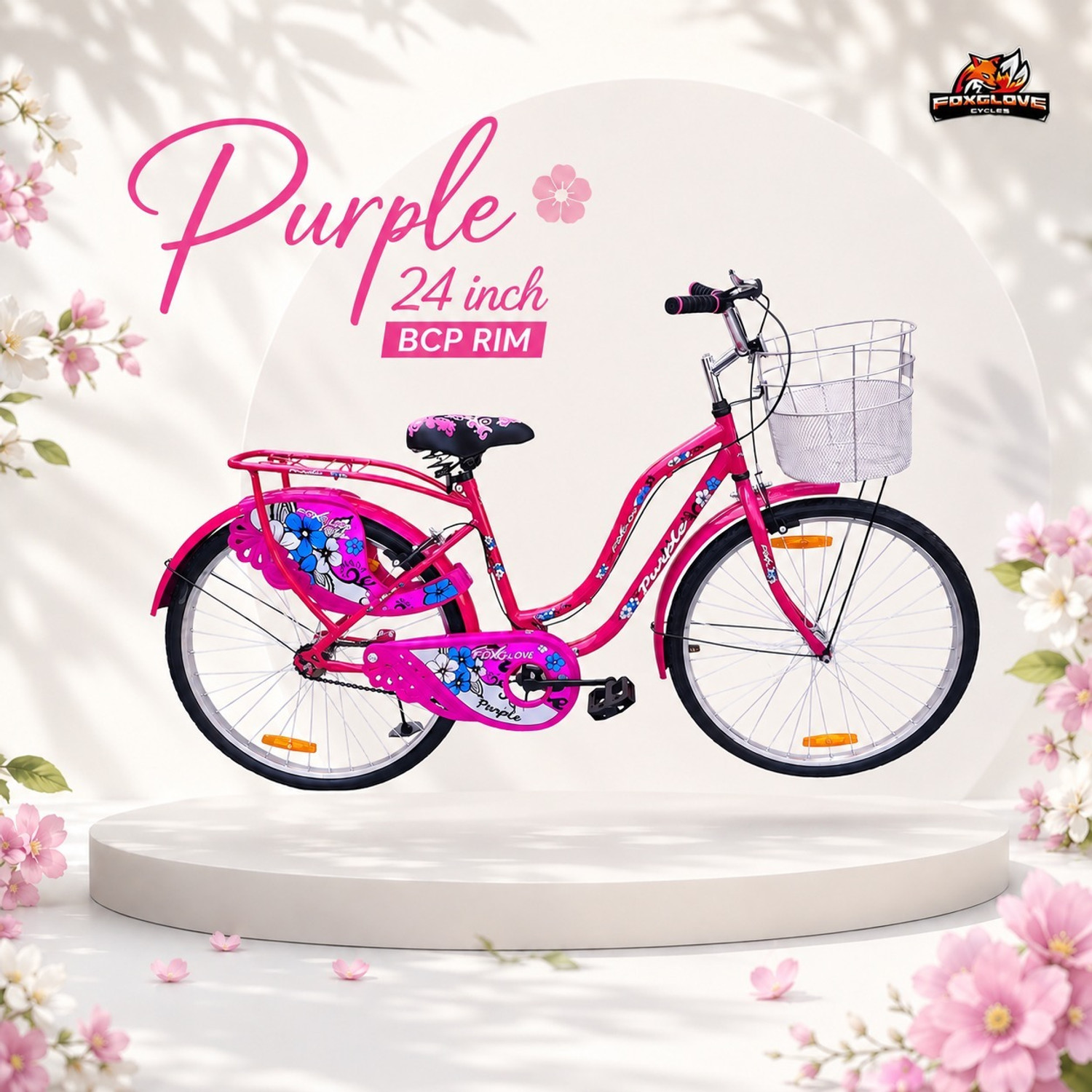 Image of FOXGLOVE PURPLE MISSBIRD 24 INCH CYCLE FOR GIRLS AGED 9 YEARS ABOVE 90% ASSEMBLED 24 T (inch) Hybrid Cycle /City Bike (Single Speed, Pink, Rigid)