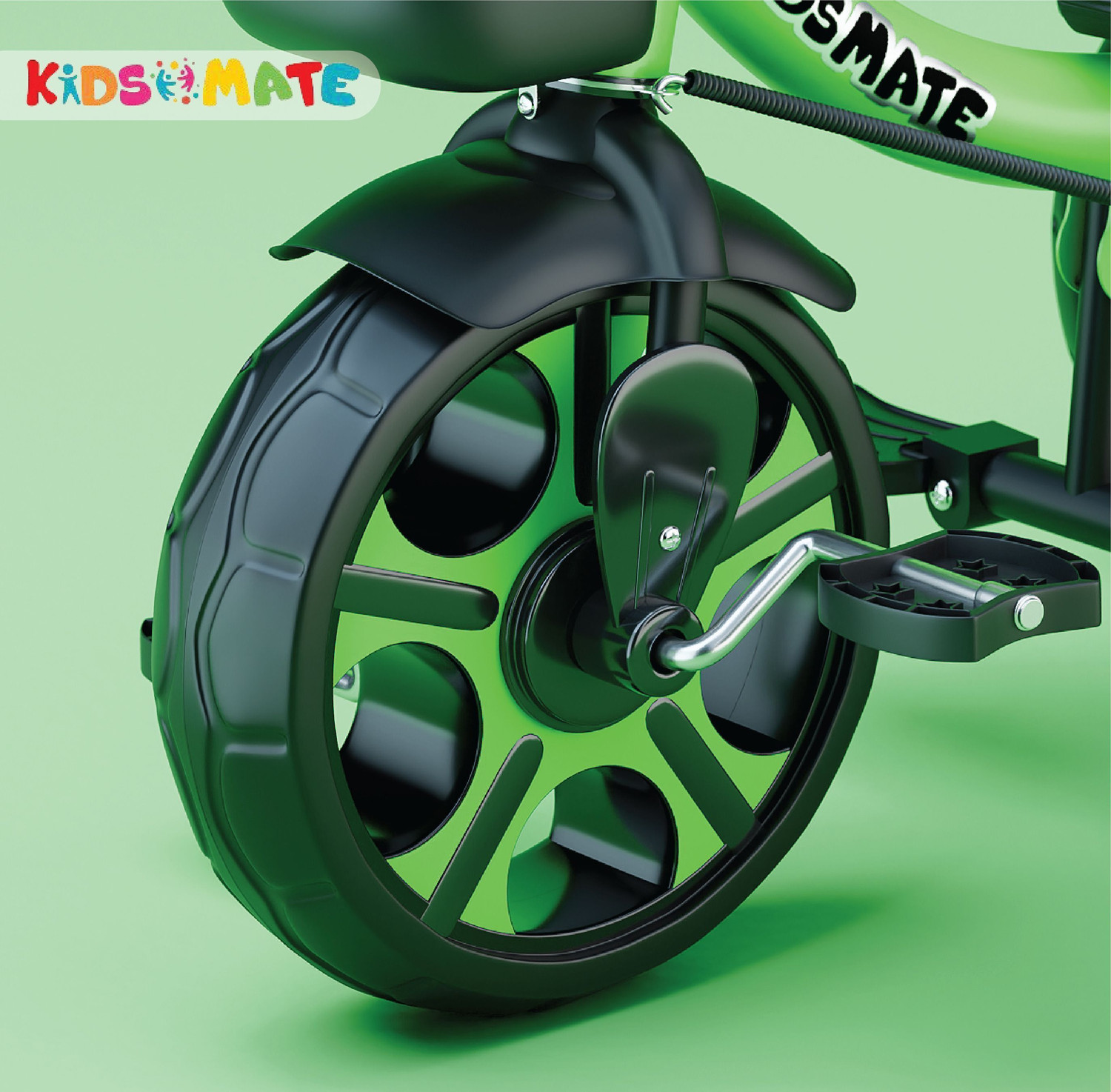 Image of Kidsmate Junior 2.0 Baby Tricycle for Kids with Parental Control Handle & Front Basket 10 T (inch) Road Cycle