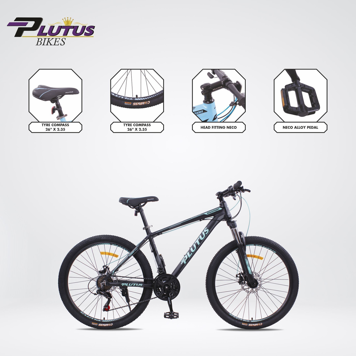 Image of PLUTUS Dawson MTB Cycle with 21 Gears, Dual Disc Brake, Alloy Frame Cycle for Adult 26 T (inch) Mountain Cycle