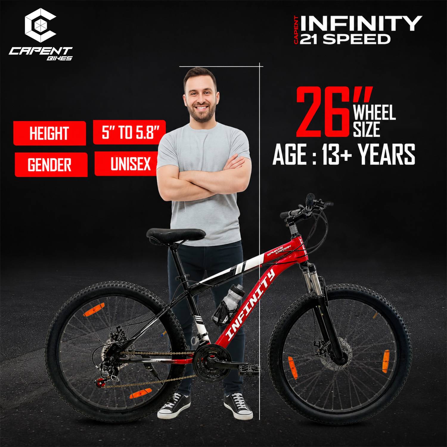 Capent Infinity 21 Speed Geared 26T MTB Cycle - Image 3