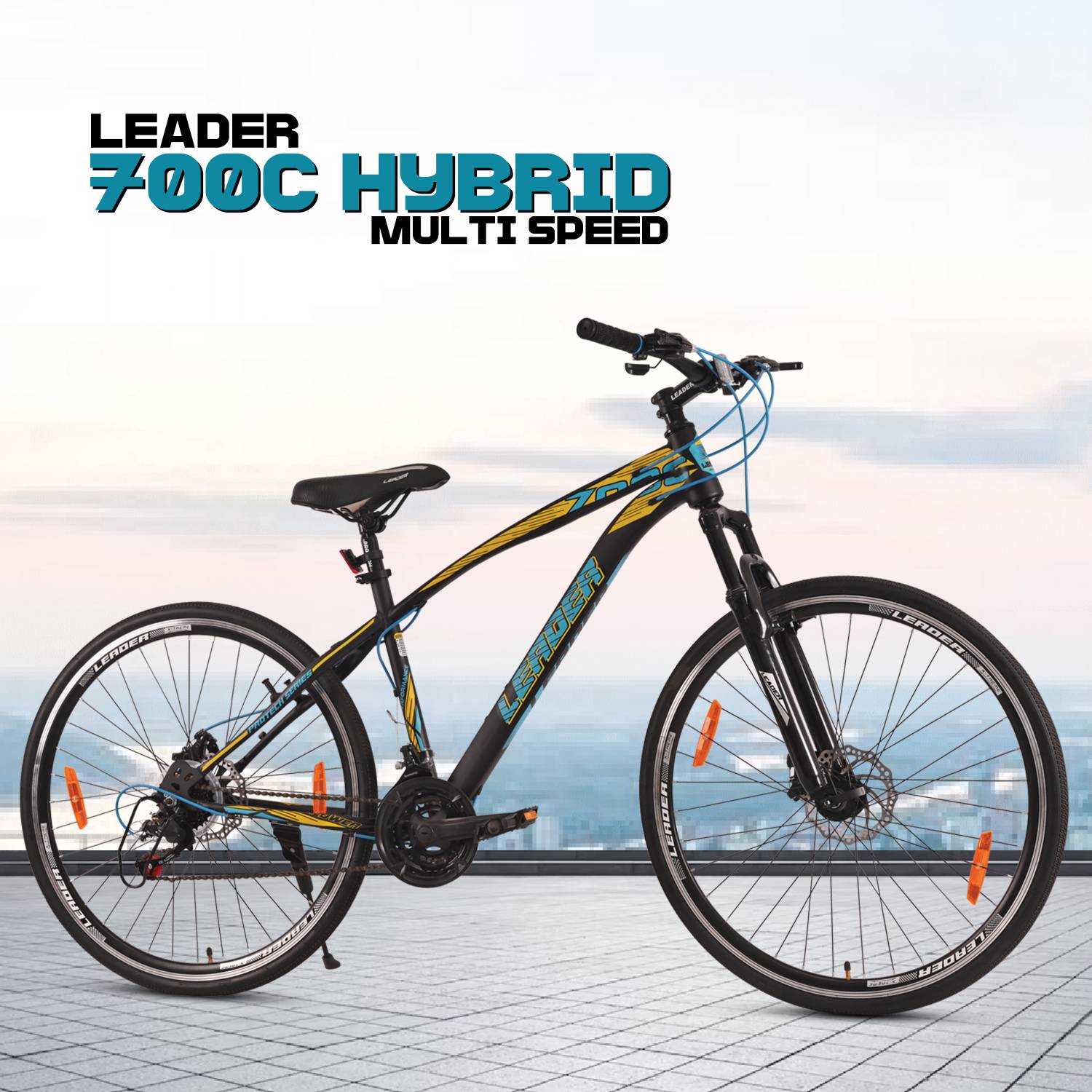 LEADER 700C [21-Speed] Hybrid City cycle with Dual Disc Brake and